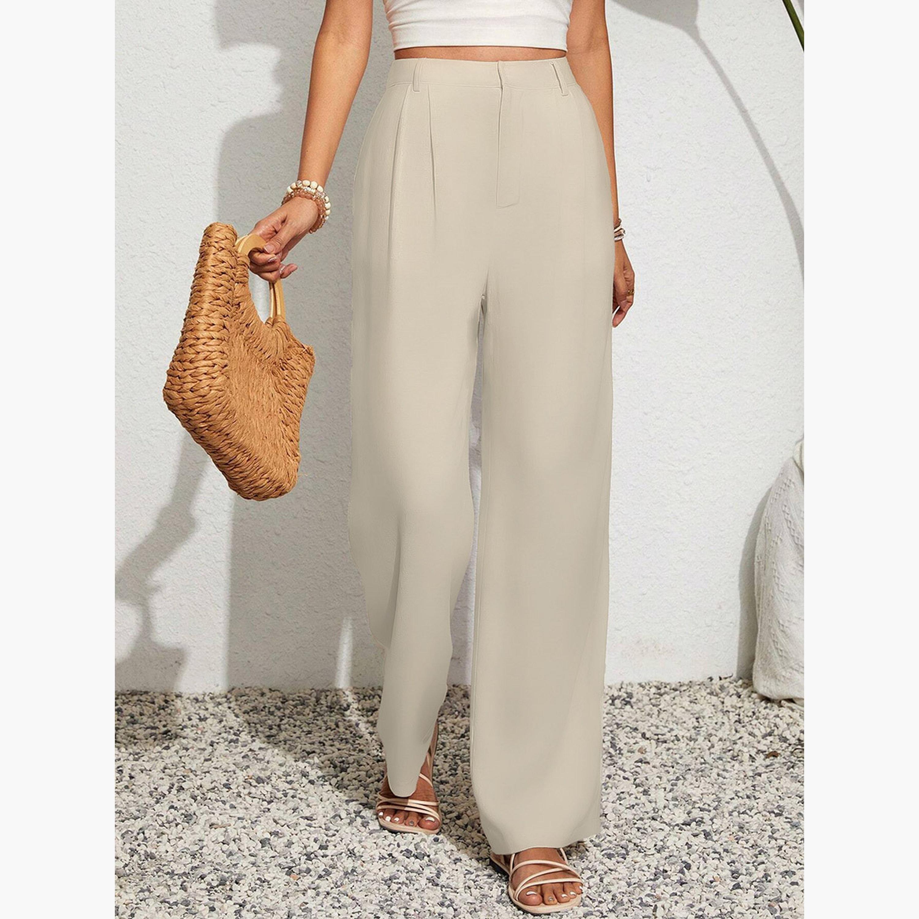 تيك تو - بنطال نسائي واسع الساق مع جيوب-women-clothing-bottoms-trousers-image-3
