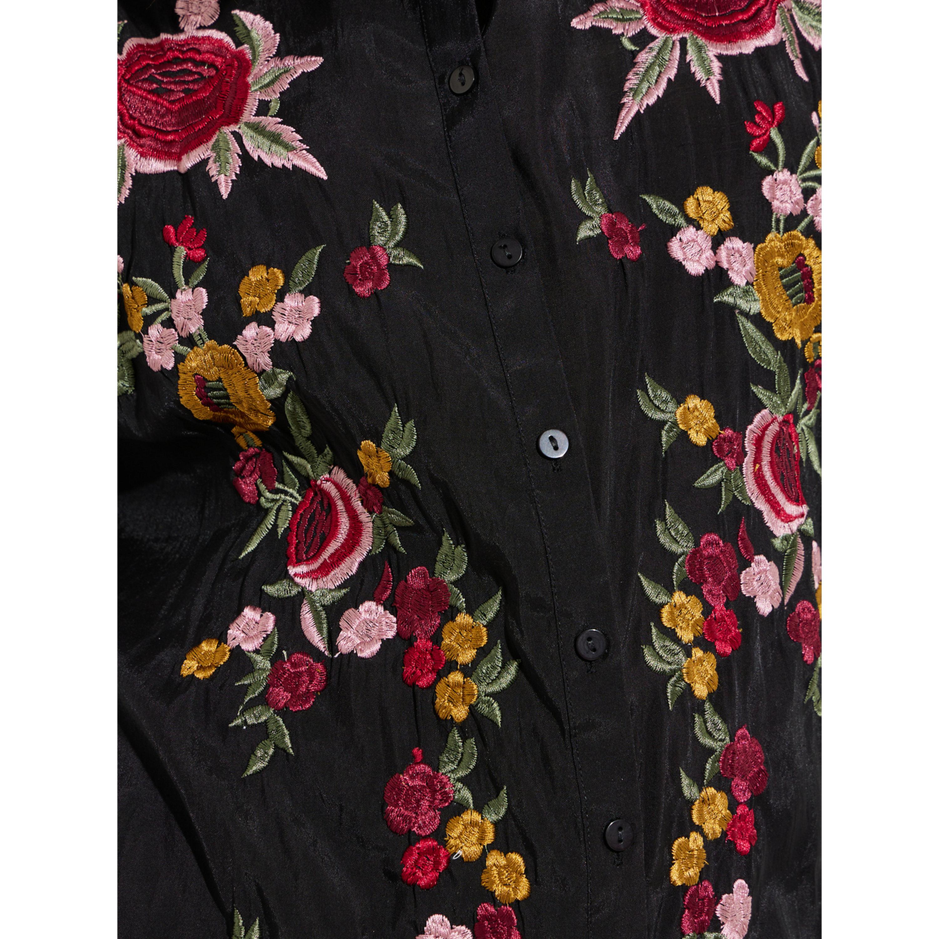 Styli Black Floral Embroidered Long Sleeve Shirt-women-clothing-shirtsandblouses-shirts-image-5
