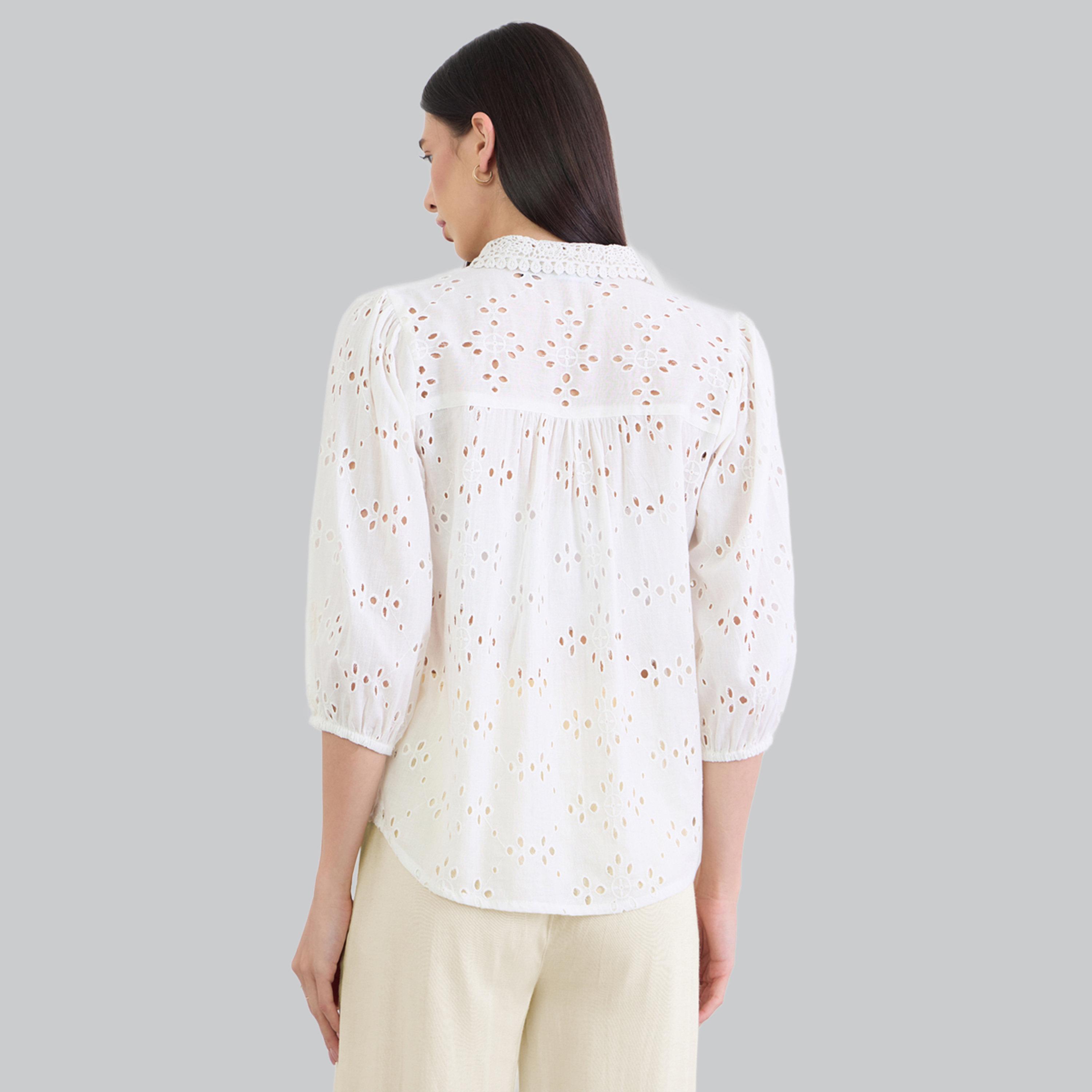 Styli Off White Floral Embroidered Shirt with Lace Collar-women-clothing-shirtsandblouses-shirts-image-4