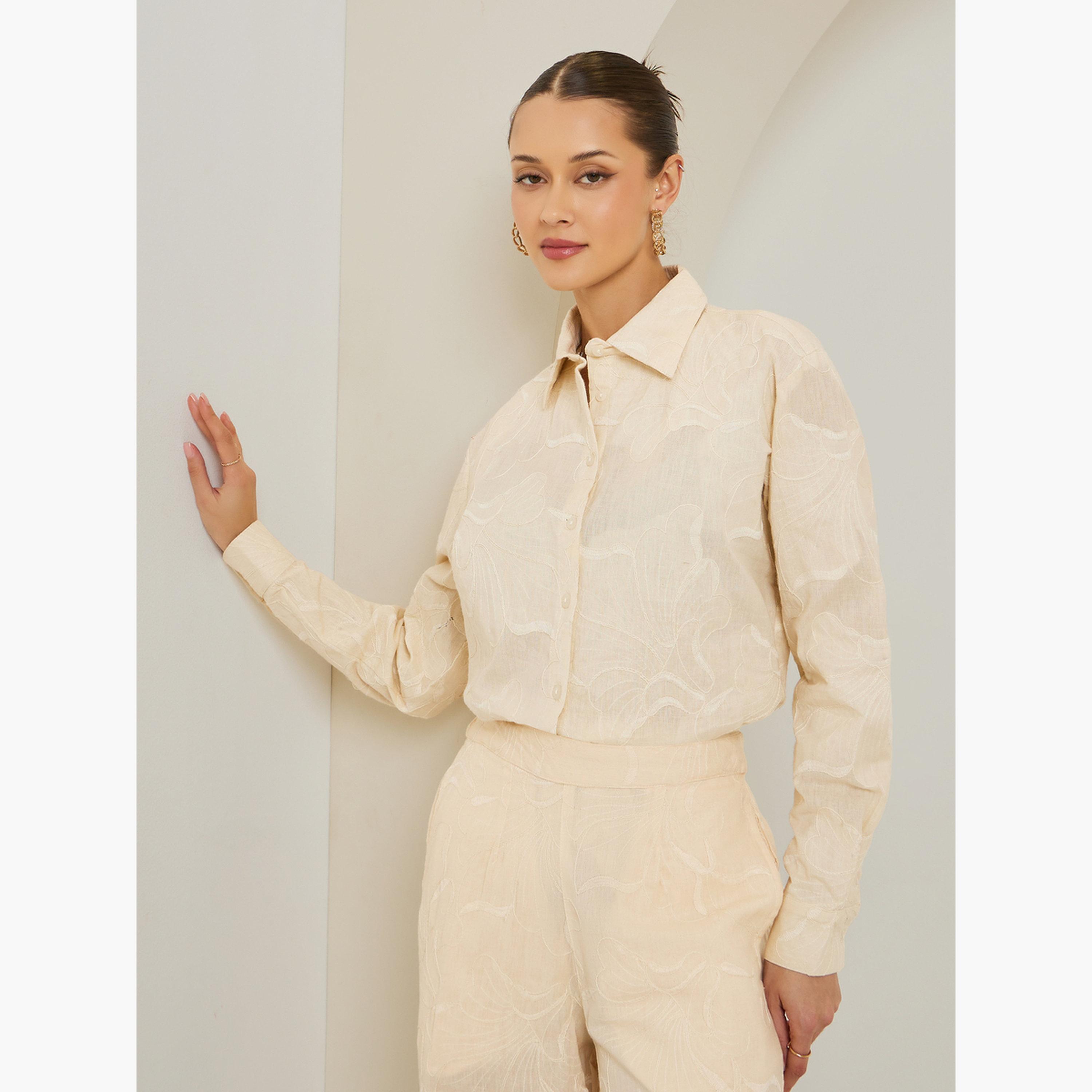 Styli Women Off-White Embroidered Long Sleeve Shirt-women-clothing-shirtsandblouses-shirts-image-3
