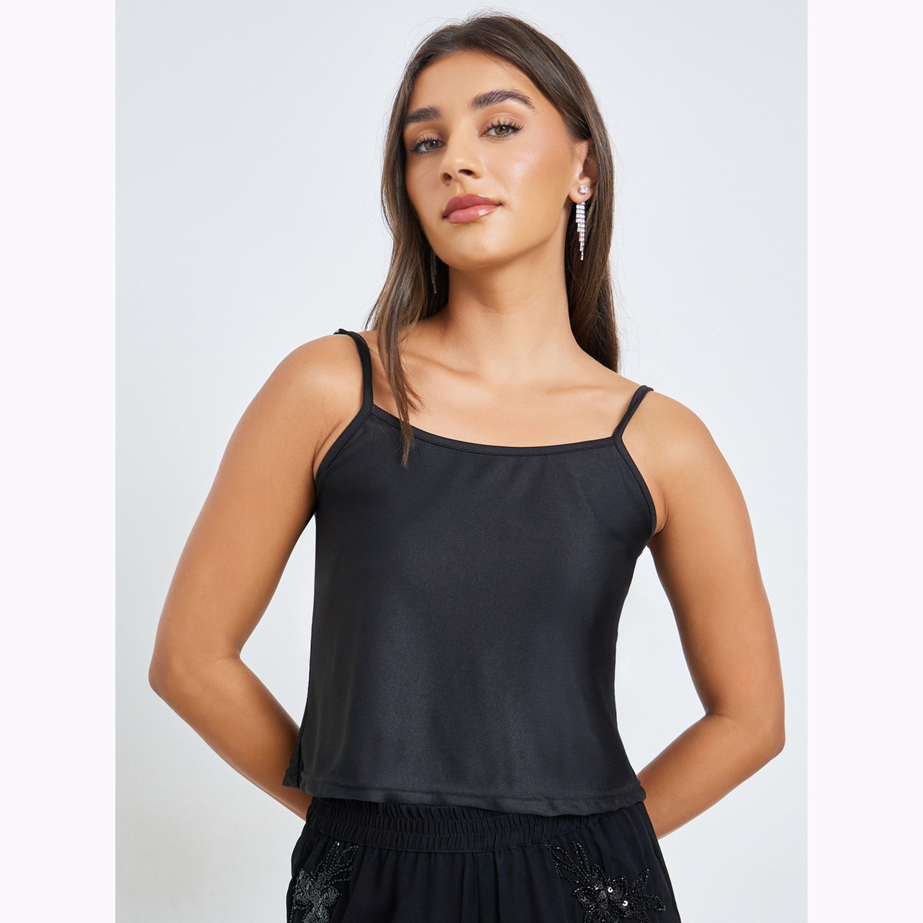 Styli Black Linen Oversized Shirt with Rhinestone-women-clothing-shirtsandblouses-shirts-image-5