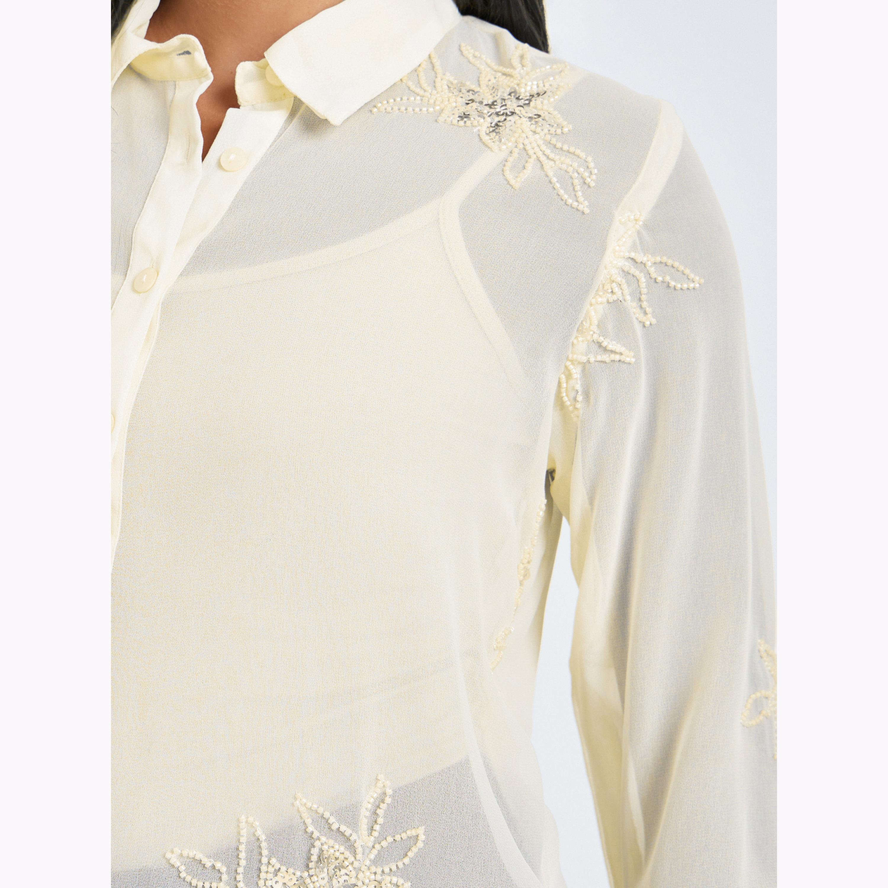 قميص بأكمام طويلة ومطرز لون أوف وايت-women-clothing-shirtsandblouses-shirts-image-5