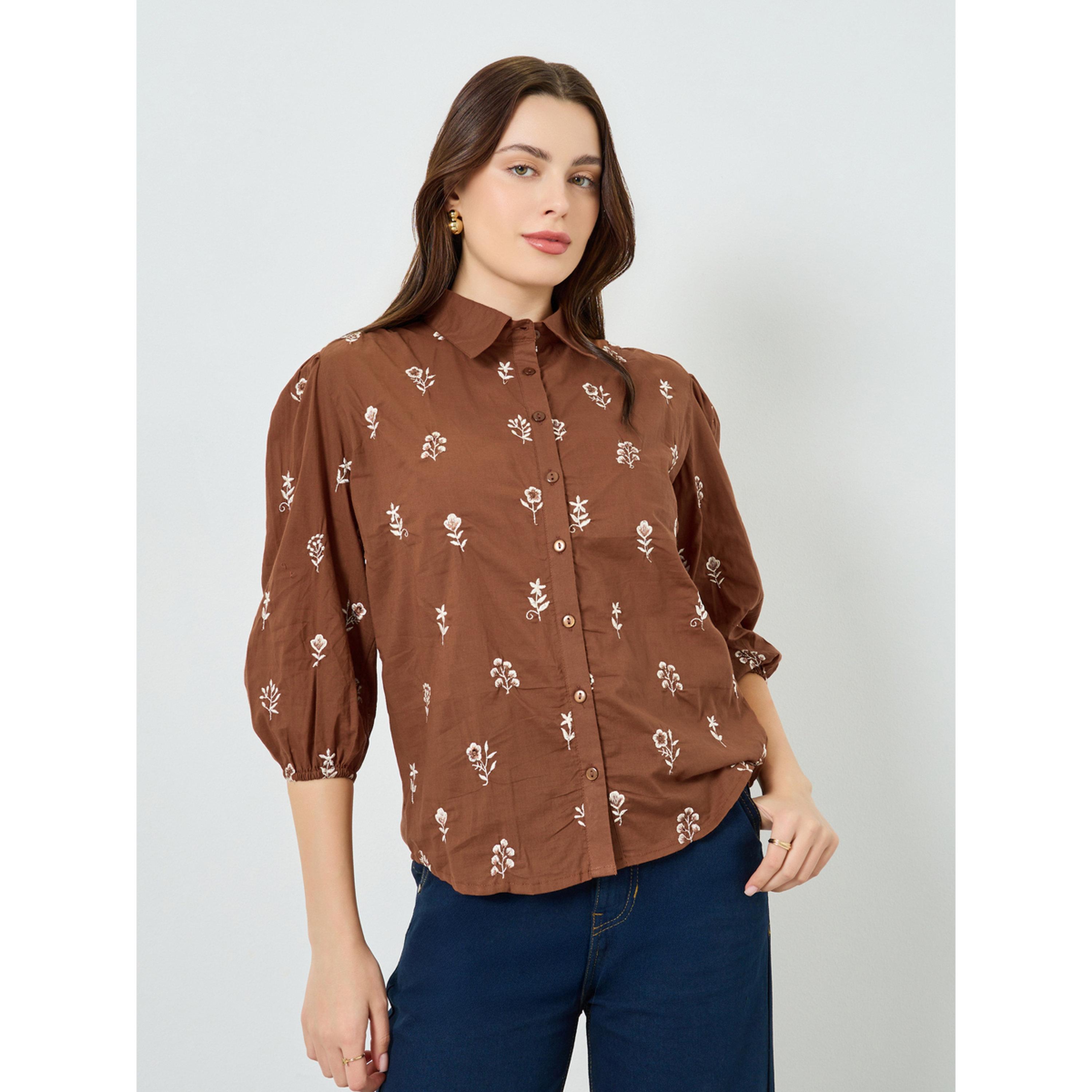 بلوزة مطرز بأكمام بطول 3/4-women-clothing-shirtsandblouses-blouses-image-1