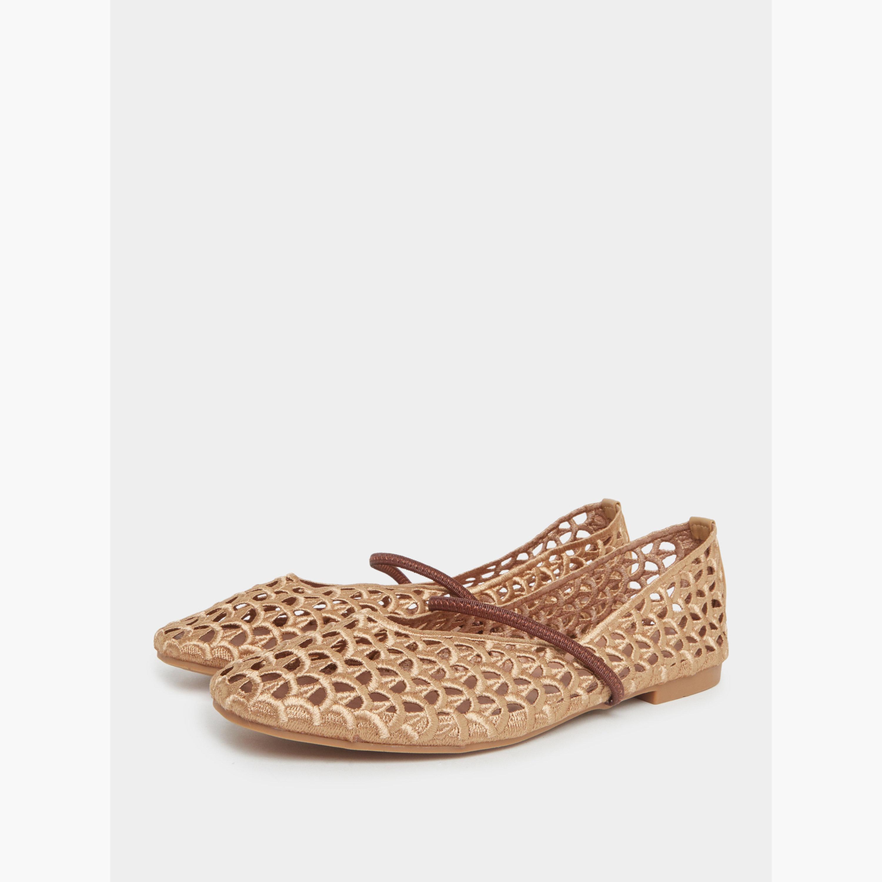 Styli Tan Mesh Mary Jane Flats-women-shoes-ballerinas-image-1