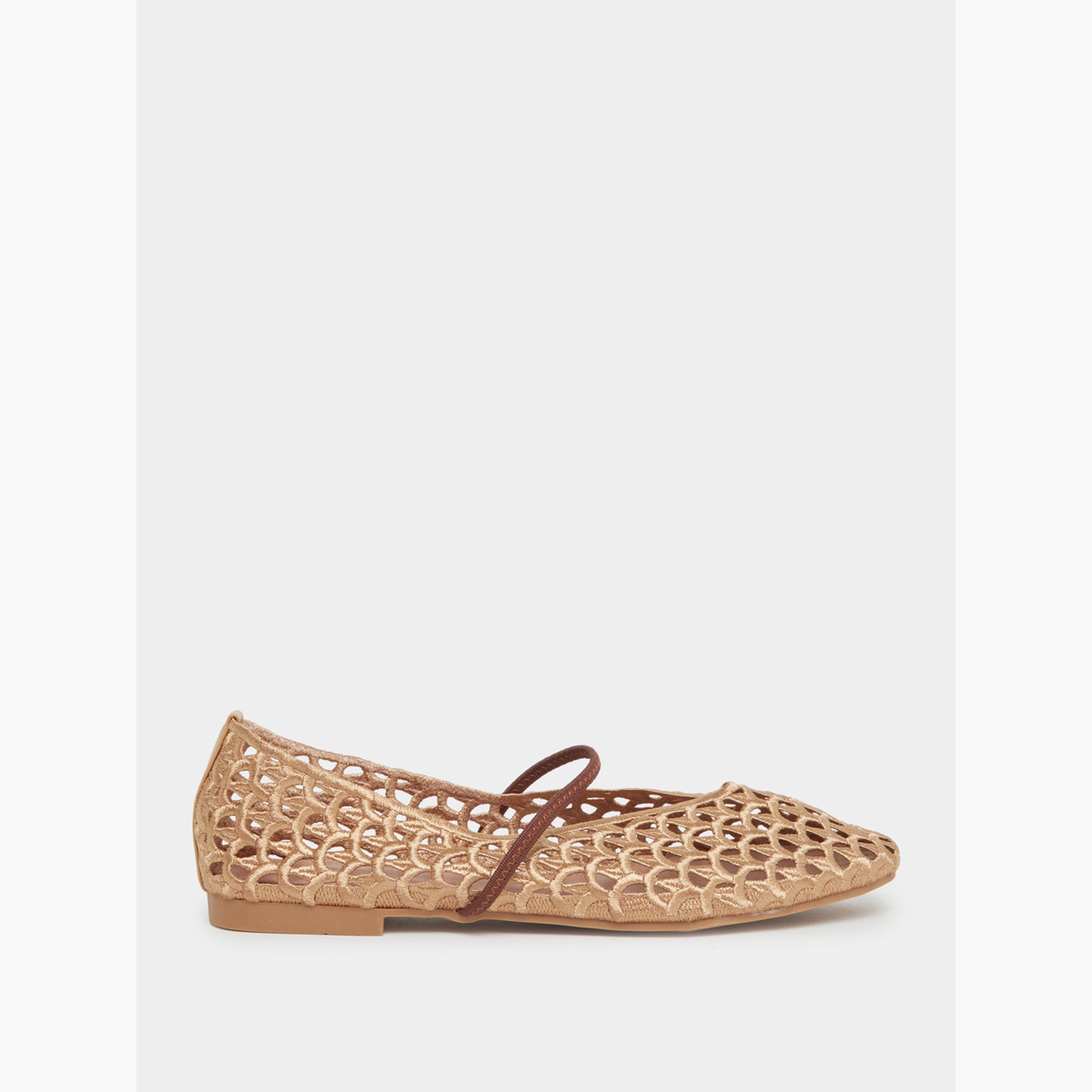 Styli Tan Mesh Mary Jane Flats-women-shoes-ballerinas-image-2