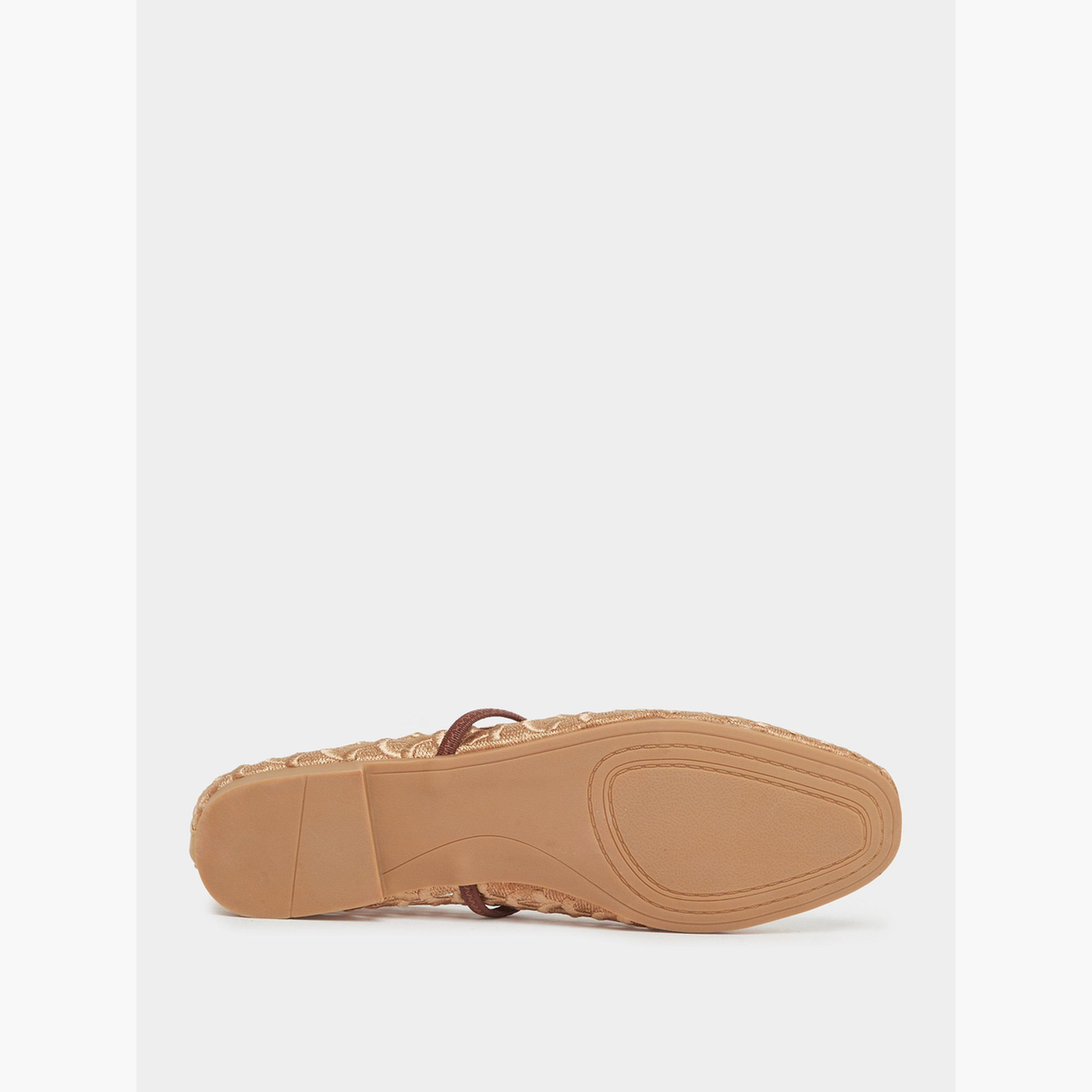 Styli Tan Mesh Mary Jane Flats-women-shoes-ballerinas-image-6