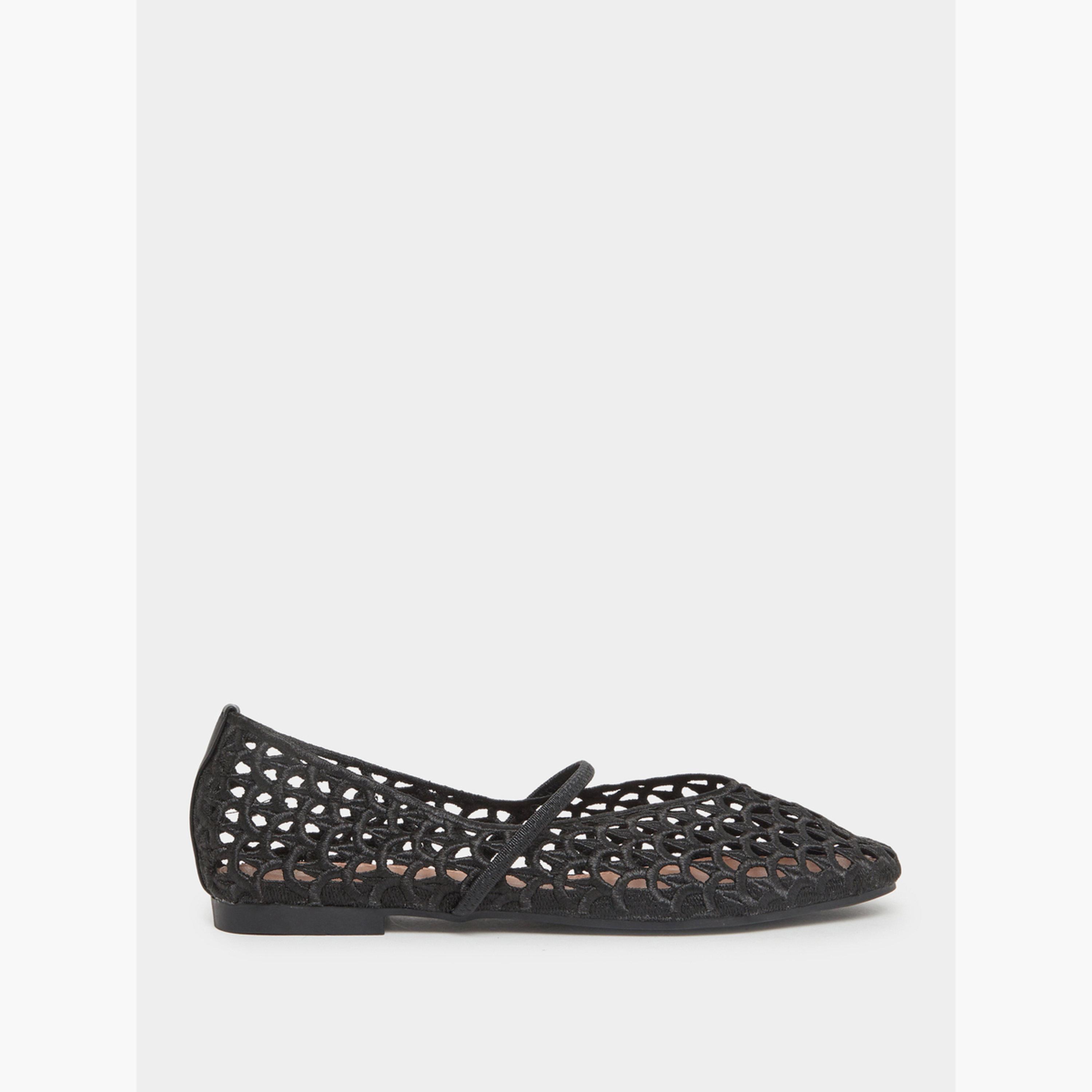Styli Black Mesh Mary Jane Flats-women-shoes-ballerinas-image-2