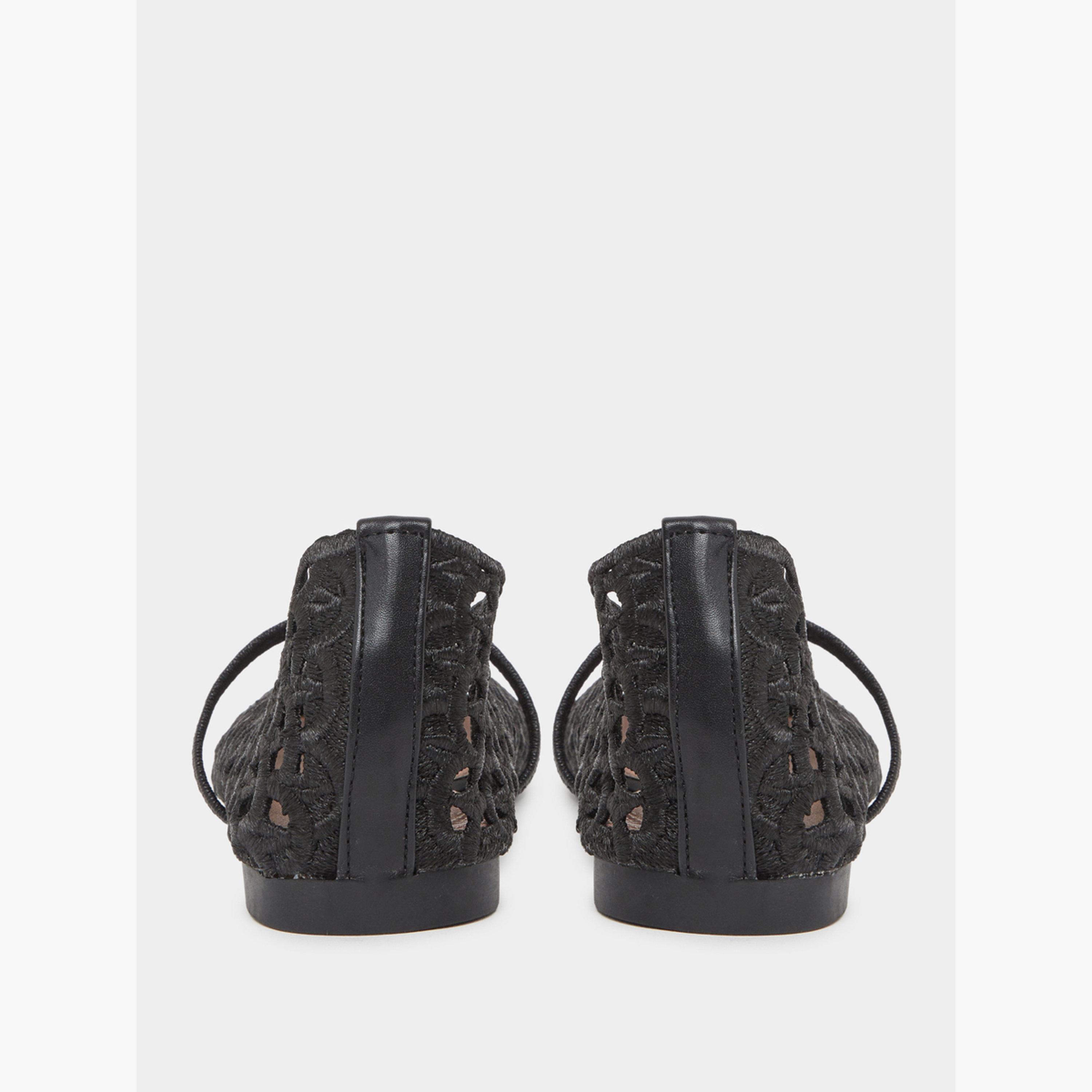 Styli Black Mesh Mary Jane Flats-women-shoes-ballerinas-image-4