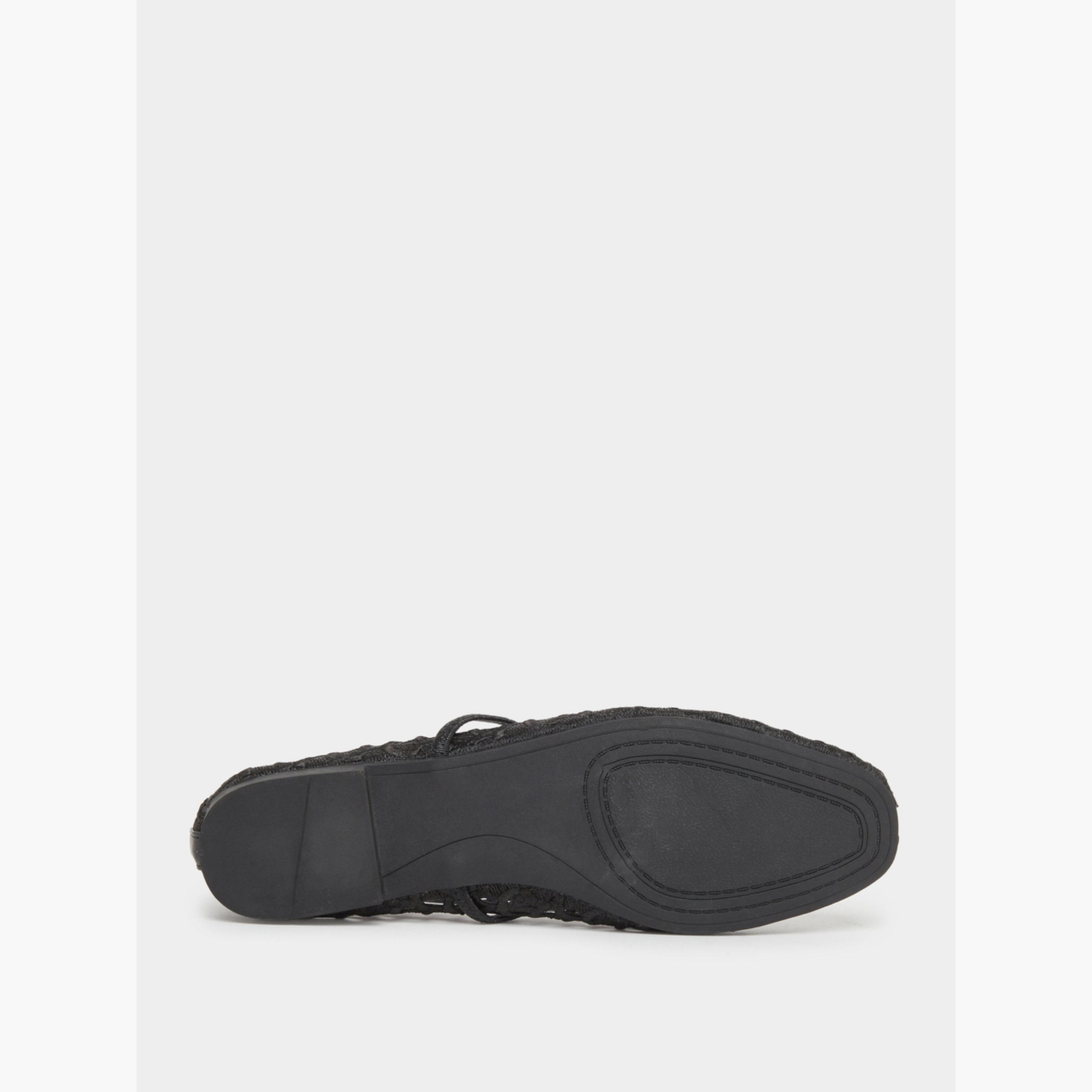 Styli Black Mesh Mary Jane Flats-women-shoes-ballerinas-image-6