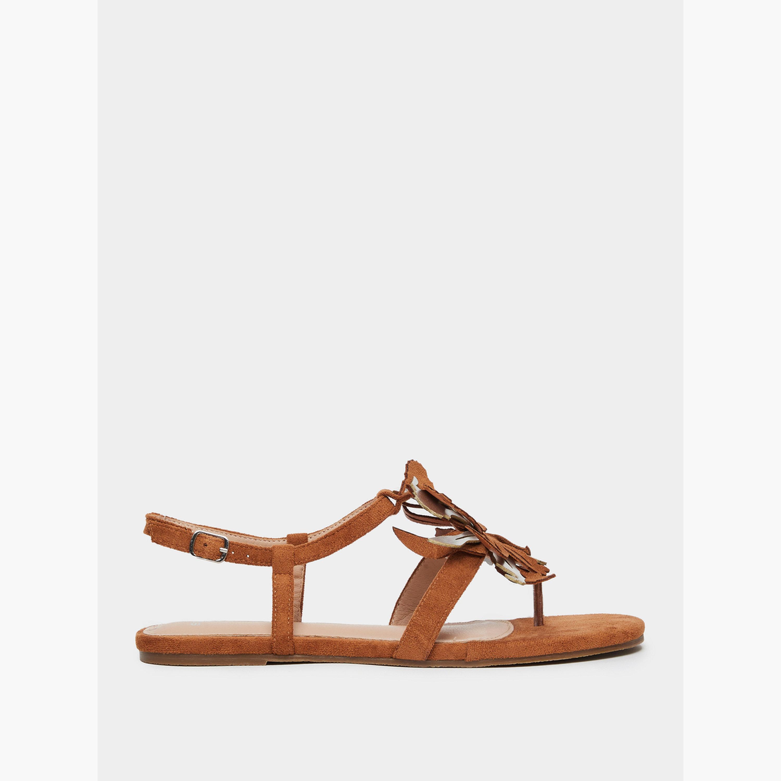صندل فلات بتفاصيل زهور-women-shoes-sandals-flats-image-2