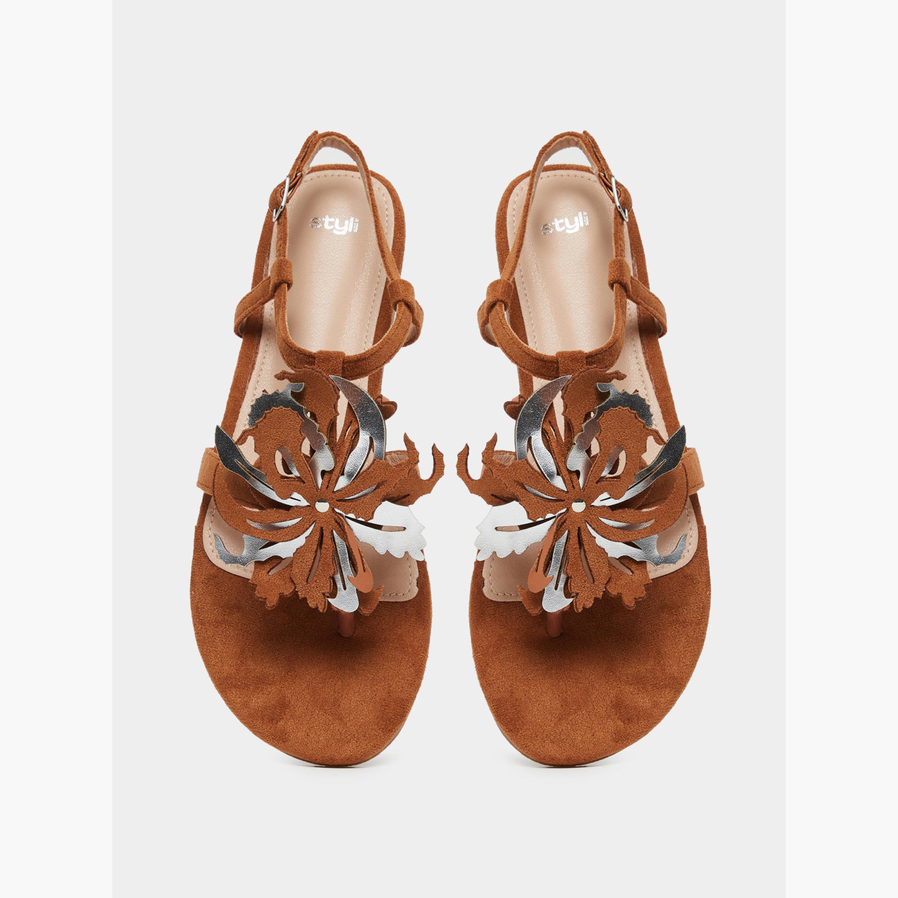 صندل فلات بتفاصيل زهور-women-shoes-sandals-flats-image-5