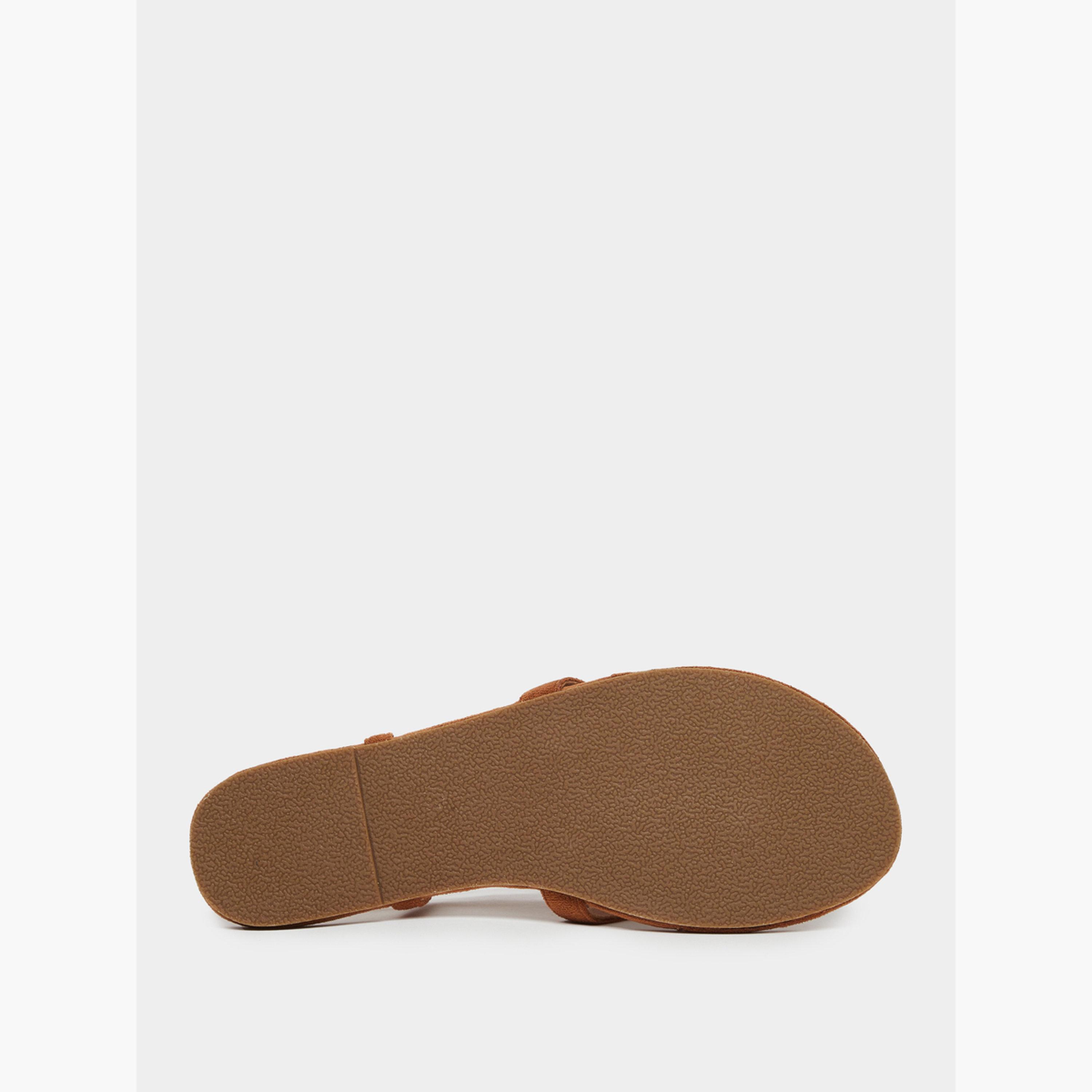 Styli Tan Flat Sandals with Floral Detail-women-shoes-sandals-flats-image-6