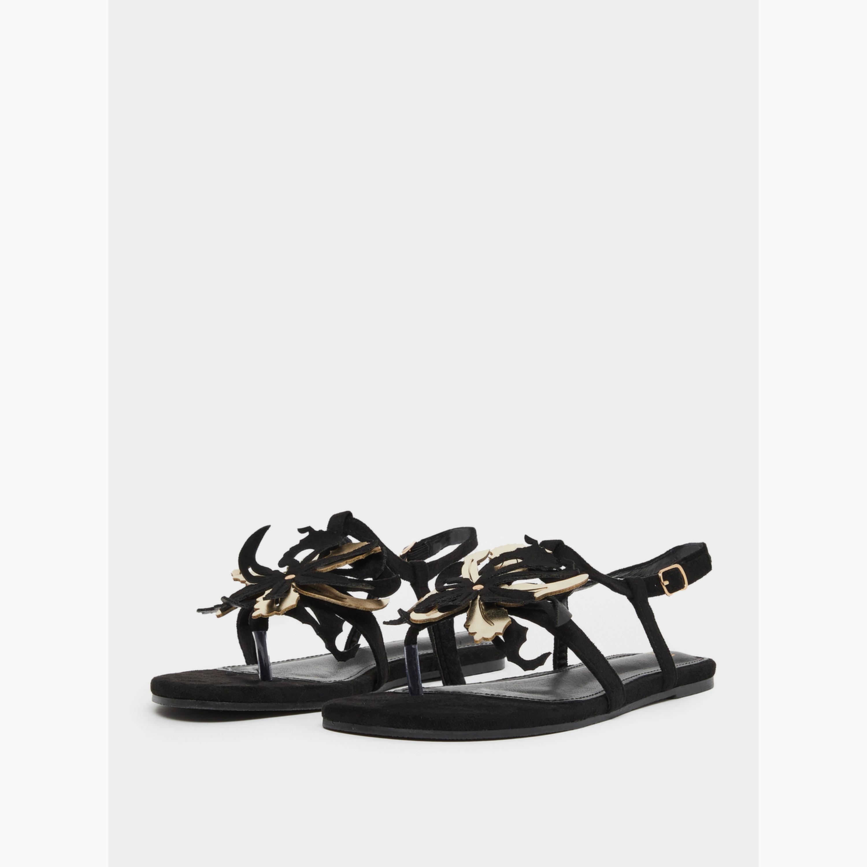 صندل فلات بتفاصيل زهور-women-shoes-sandals-flats-image-1
