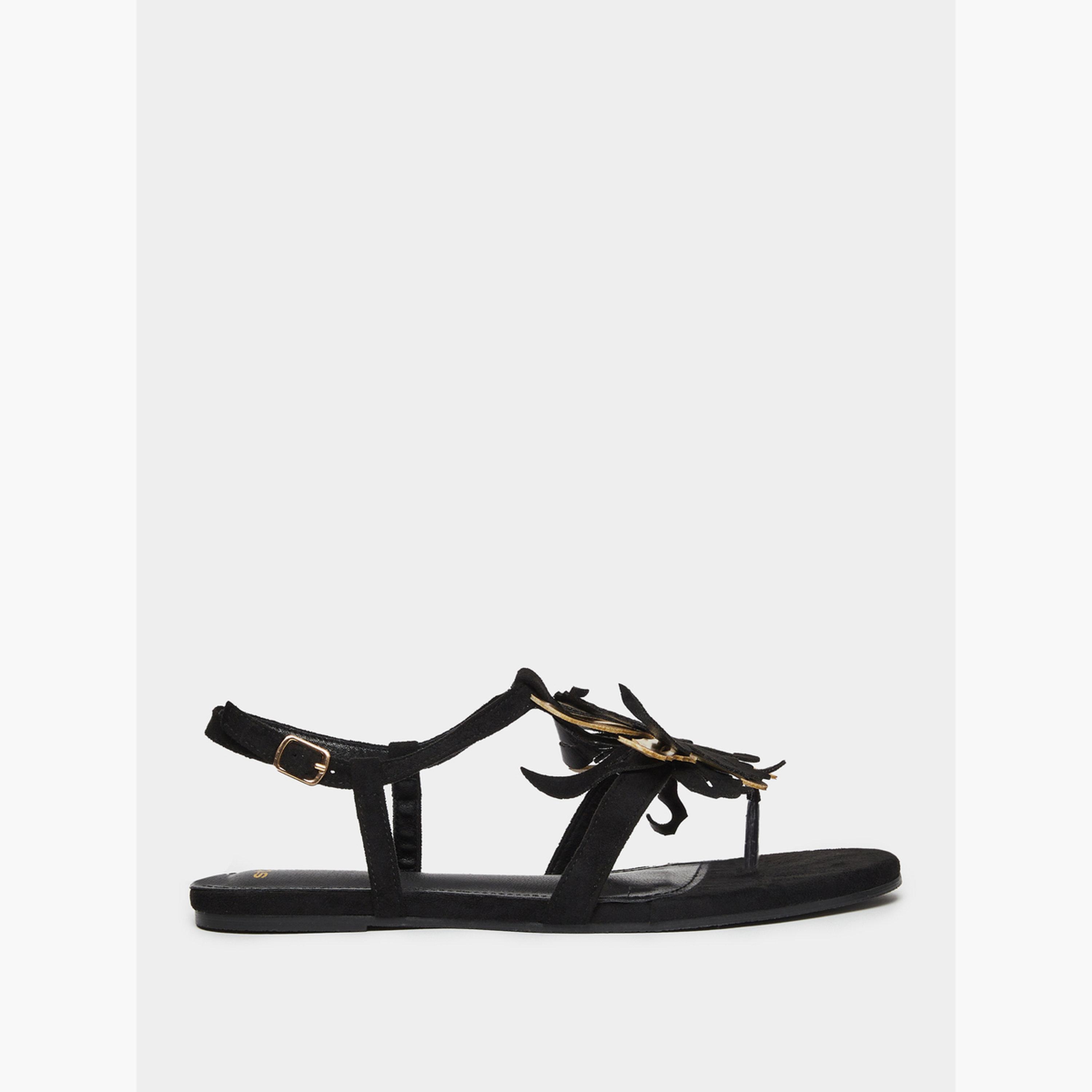 صندل فلات بتفاصيل زهور-women-shoes-sandals-flats-image-2