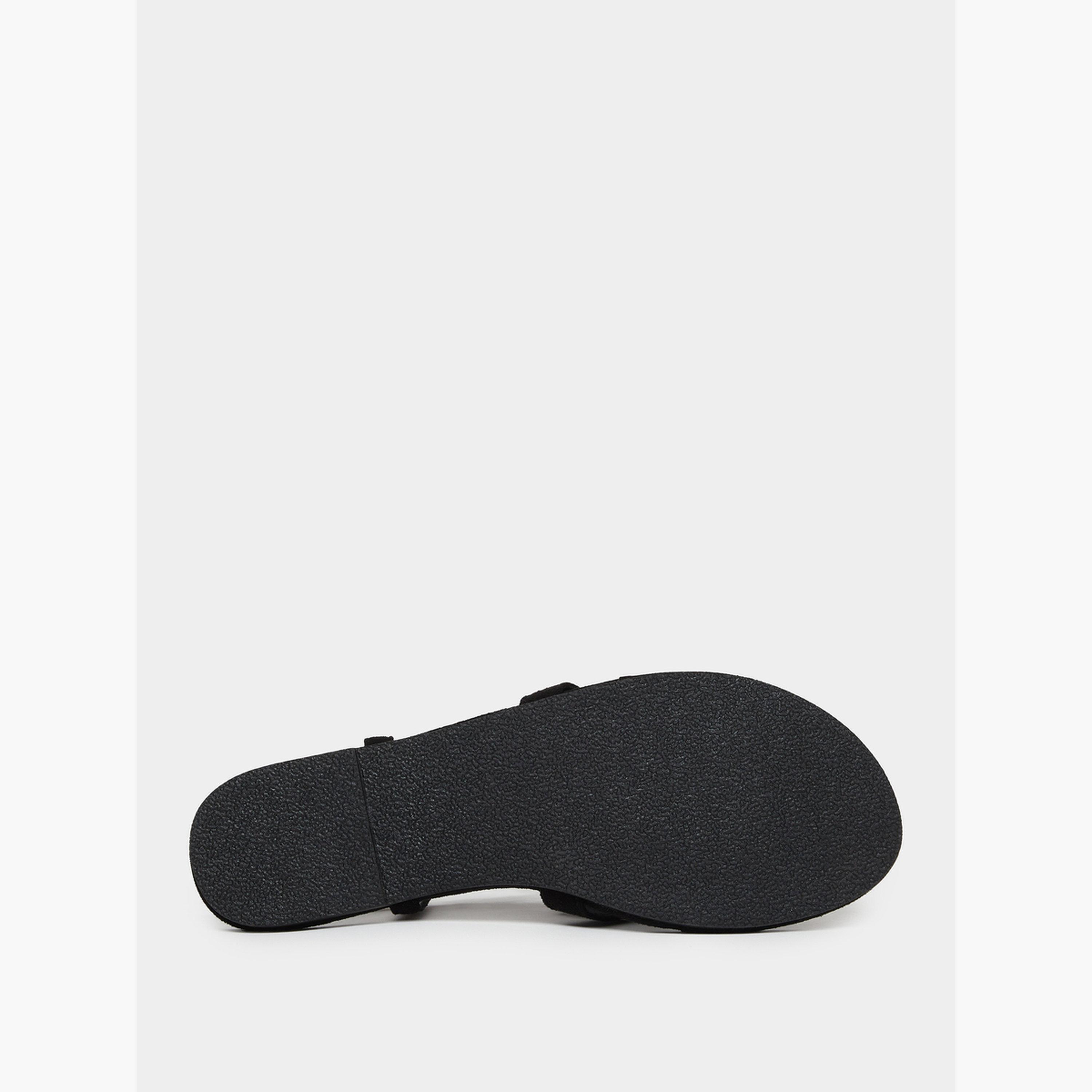 Styli Black Flat Sandals with Floral Detail-women-shoes-sandals-flats-image-6