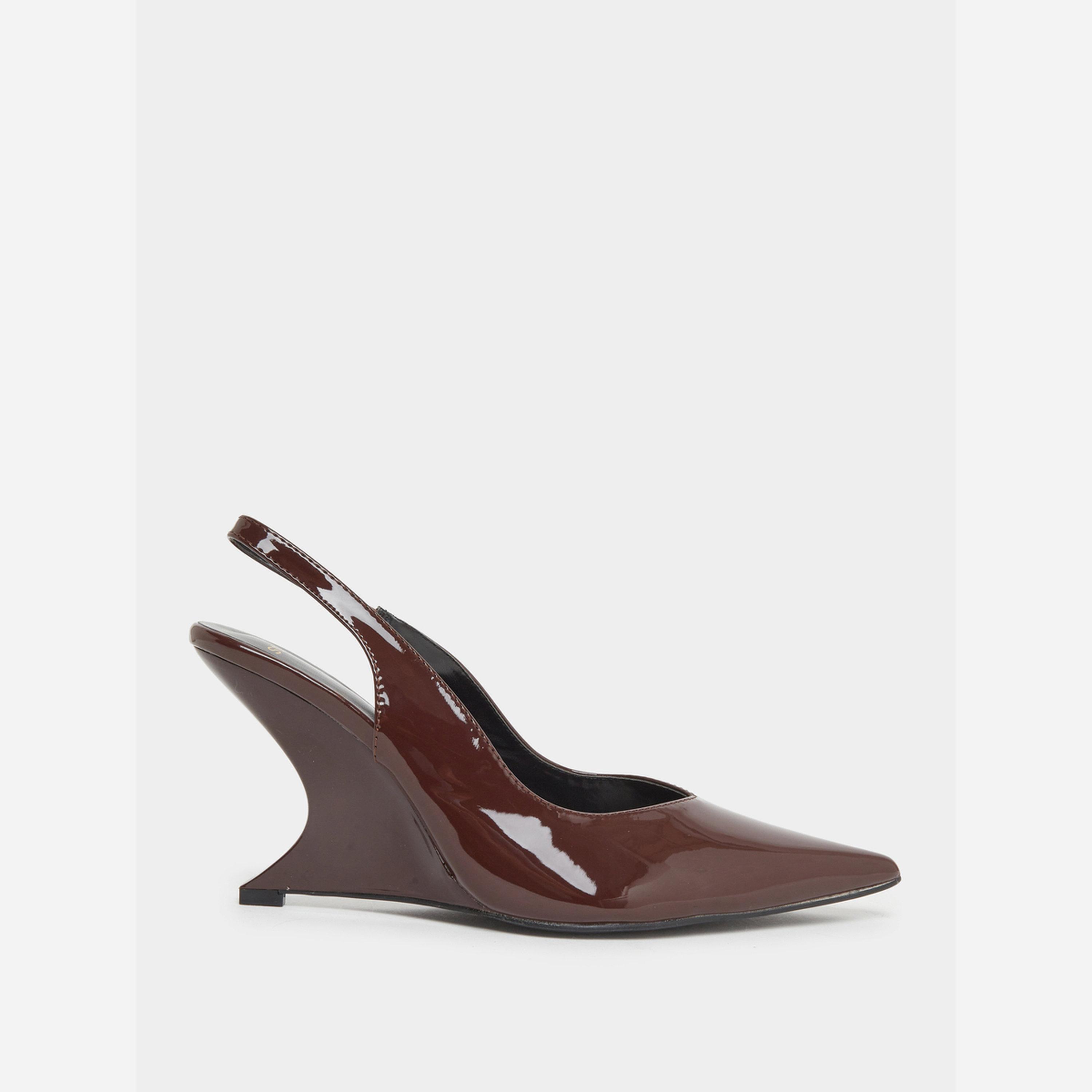 ستايلي - حذاء لون بني بكعب إسفين مدبب من الأمام-women-shoes-sandals-heeled-image-2