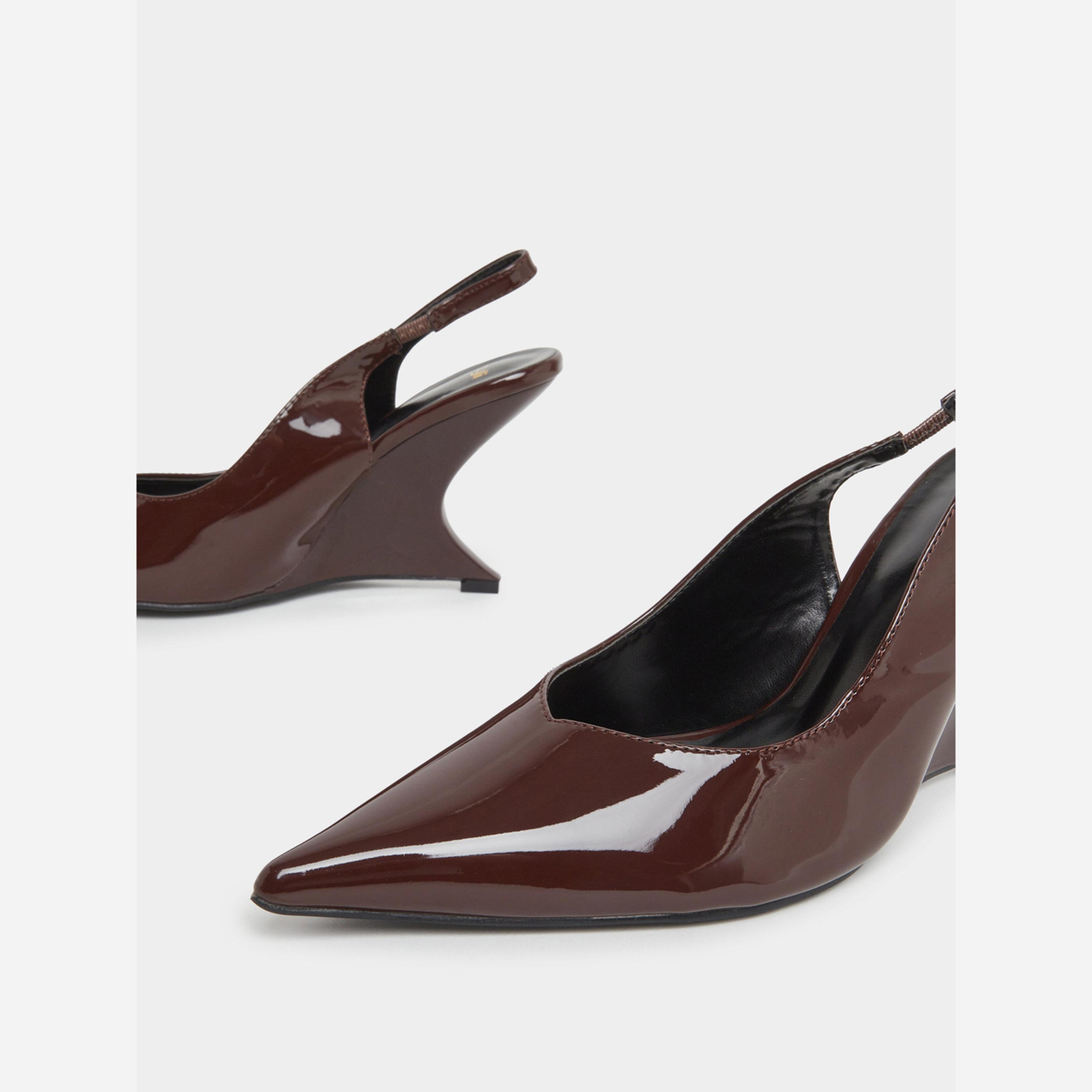 ستايلي - حذاء لون بني بكعب إسفين مدبب من الأمام-women-shoes-sandals-heeled-image-4
