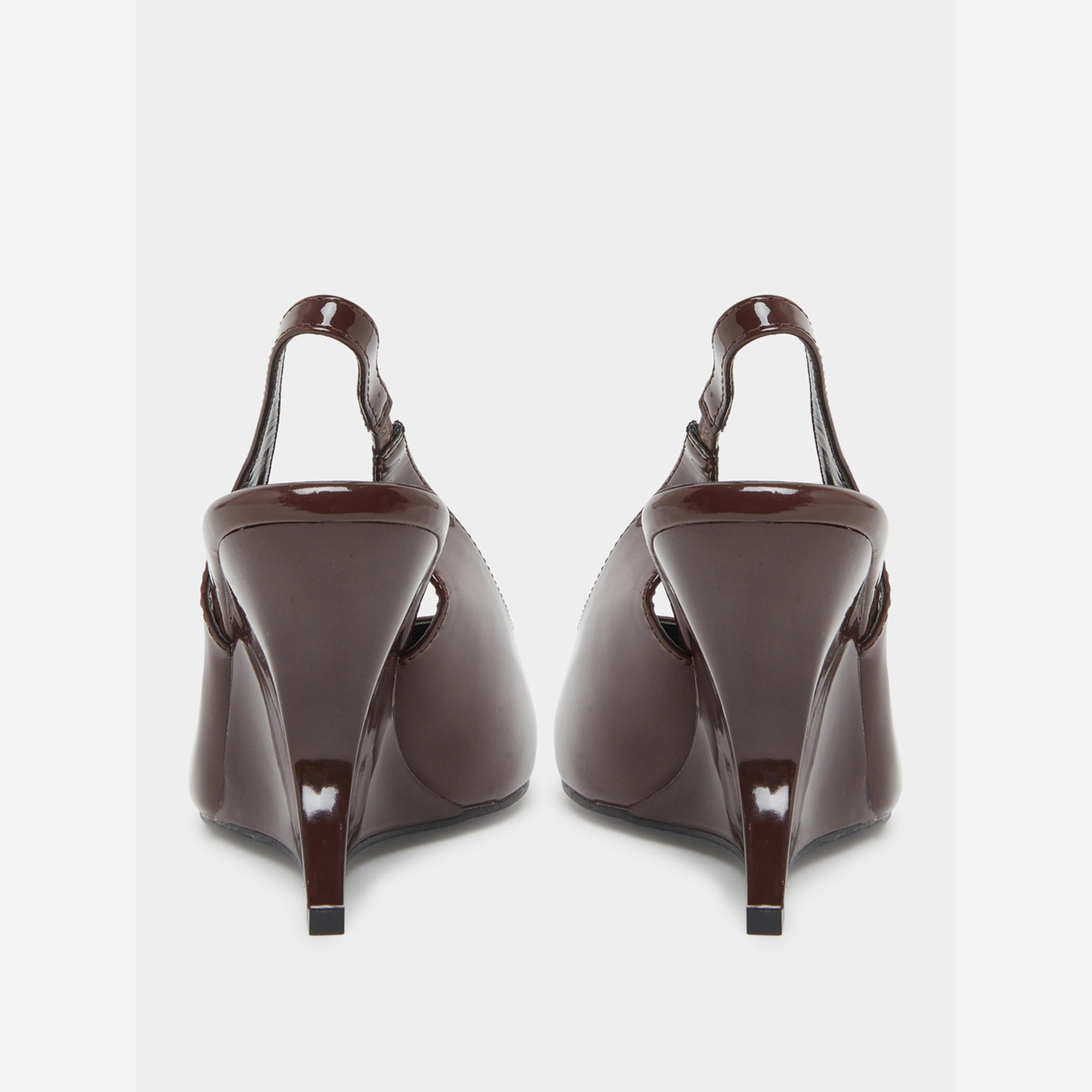 Styli Coffee Brown Pointed Toe Wedge Heel Shoes-women-shoes-sandals-heeled-image-5