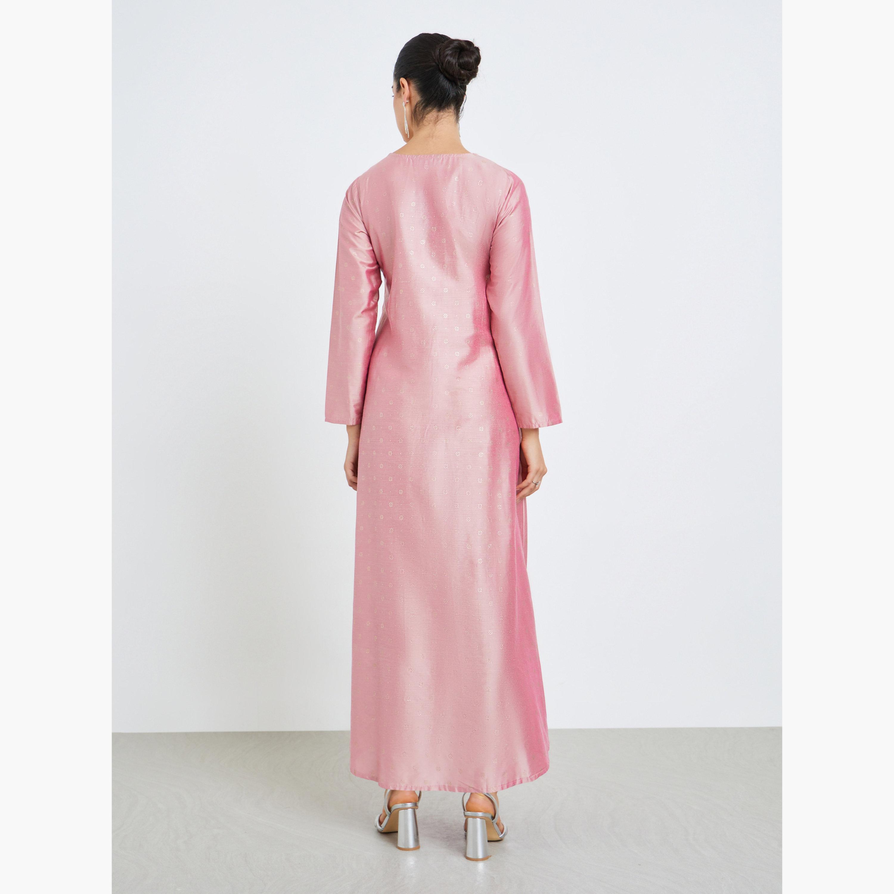 Styli Women Pink Embellished A-Line Jalabiya-women-arabicclothing-jalabiyas-image-5