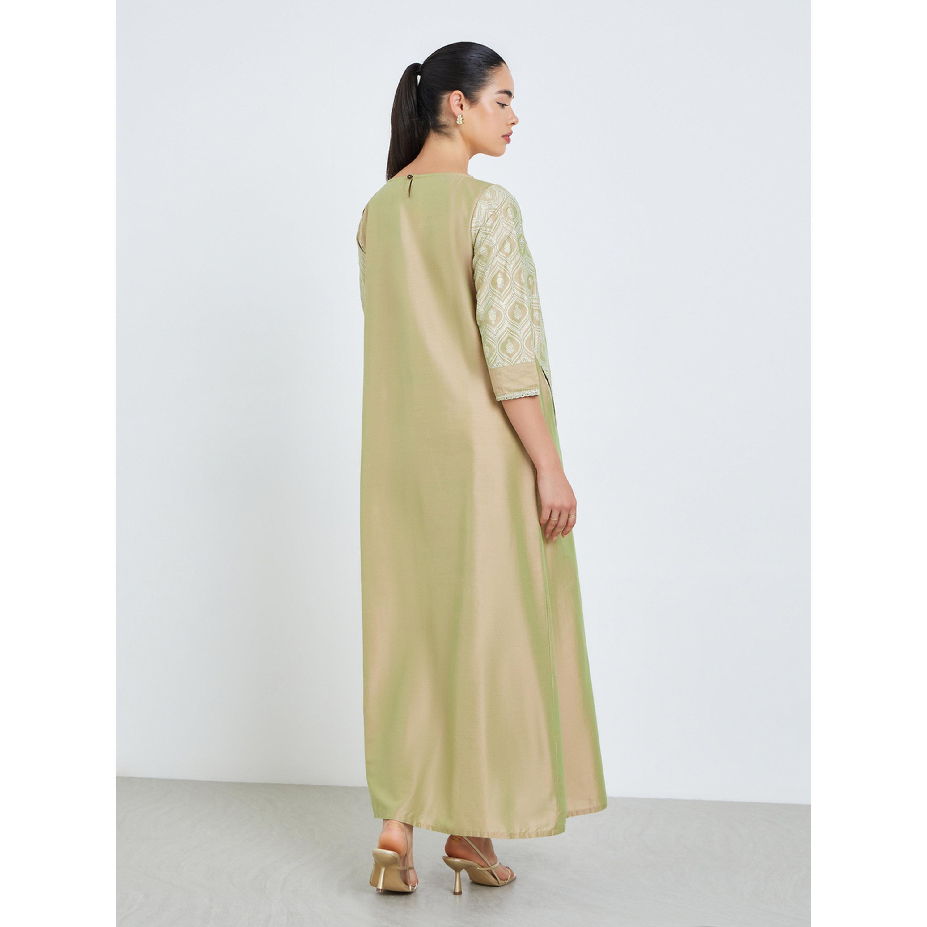 جلابية بحافة واسعة وطبعة فويل للنساء-women-arabicclothing-jalabiyas-image-5