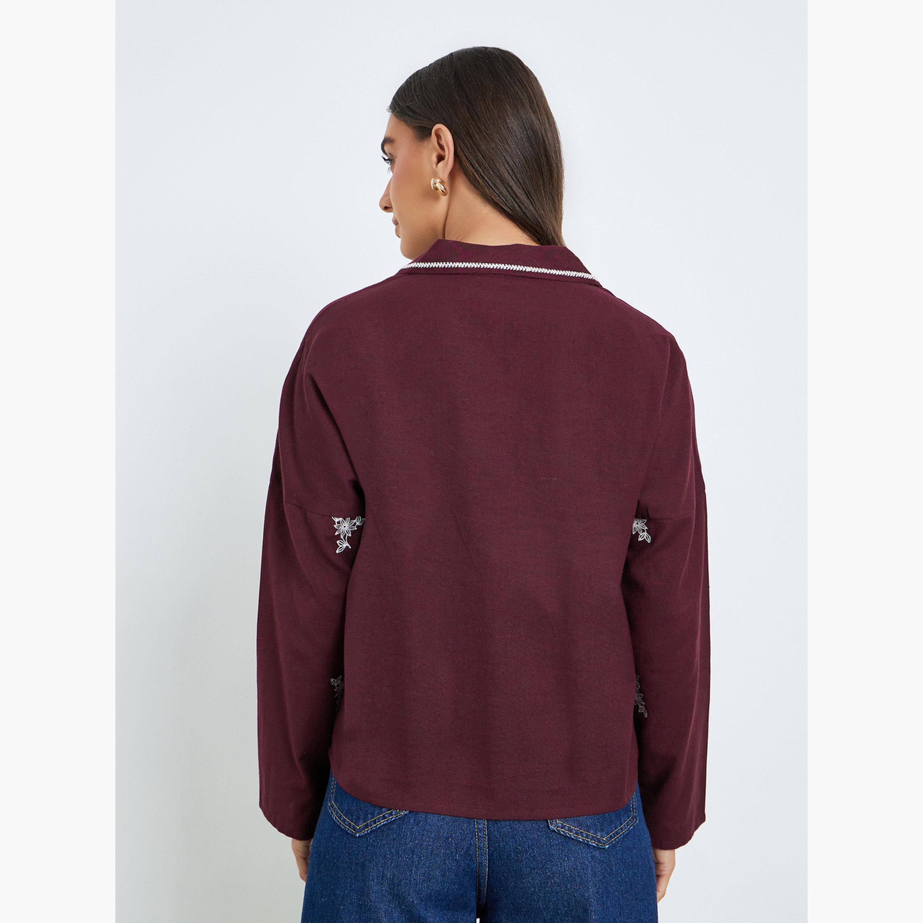 بلوزة بأكمام طويلة وتفاصيل مُطرّزة-women-clothing-shirtsandblouses-shirts-image-5