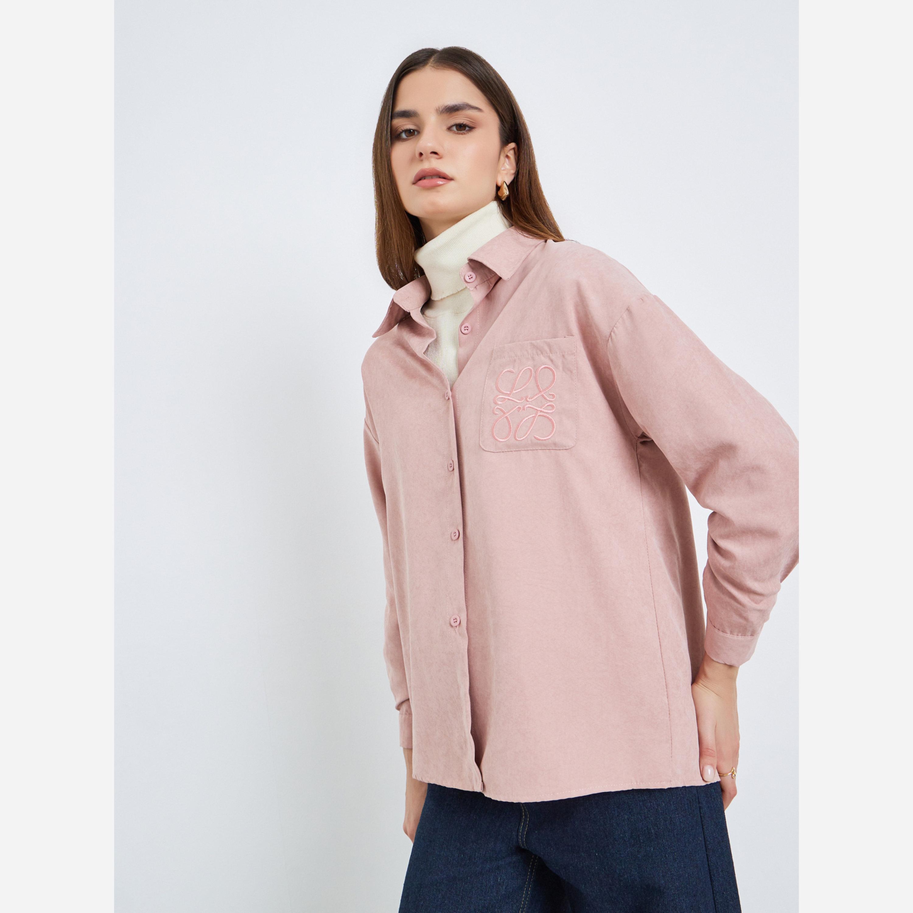 ستايلي - قميص وردي مطرز أكمام طويلة-women-clothing-shirtsandblouses-shirts-image-4