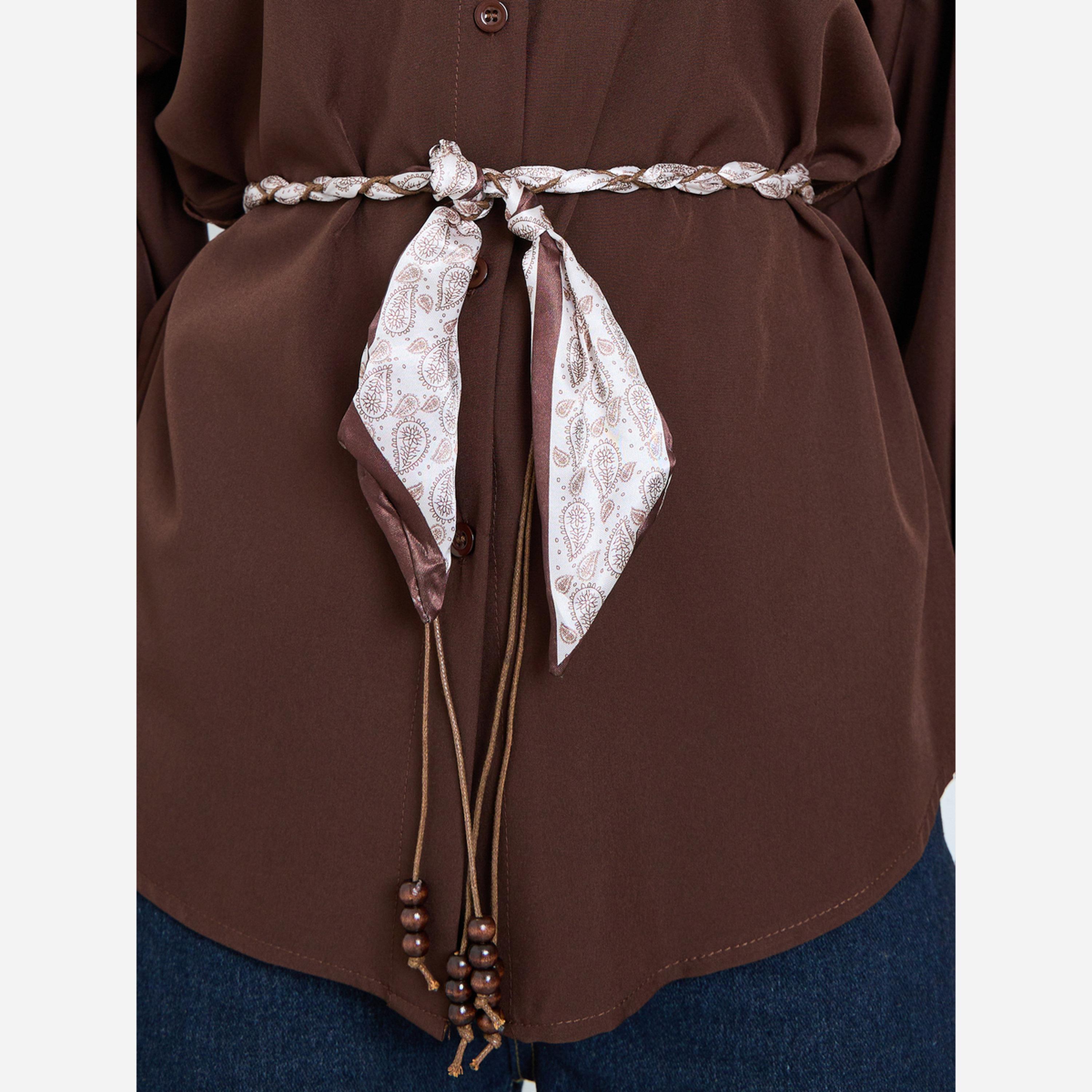 ستايلي - قميص بني أكمام طويلة ومقاس واسع-women-clothing-shirtsandblouses-shirts-image-3