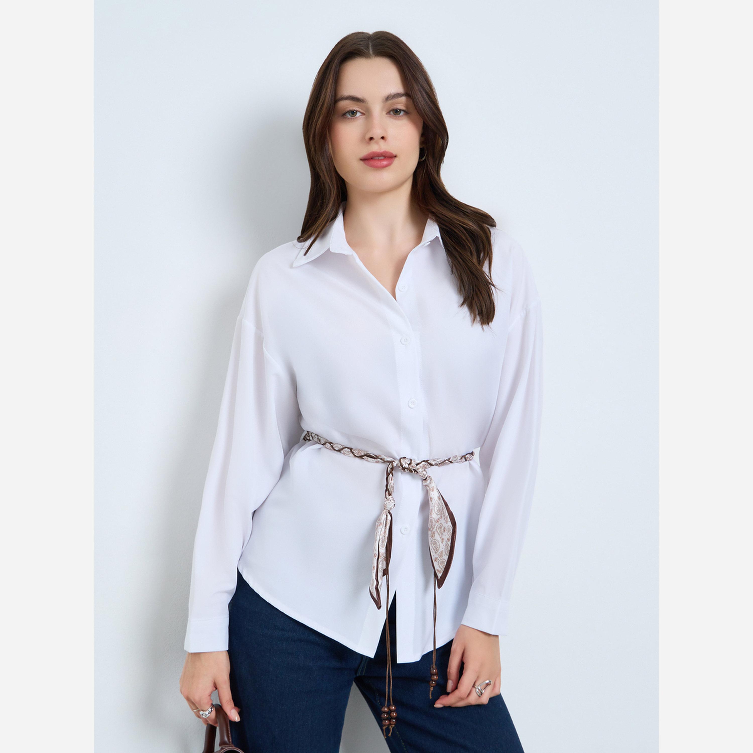 Styli White Long Sleeve Oversized Shirt-women-clothing-shirtsandblouses-shirts-image-1