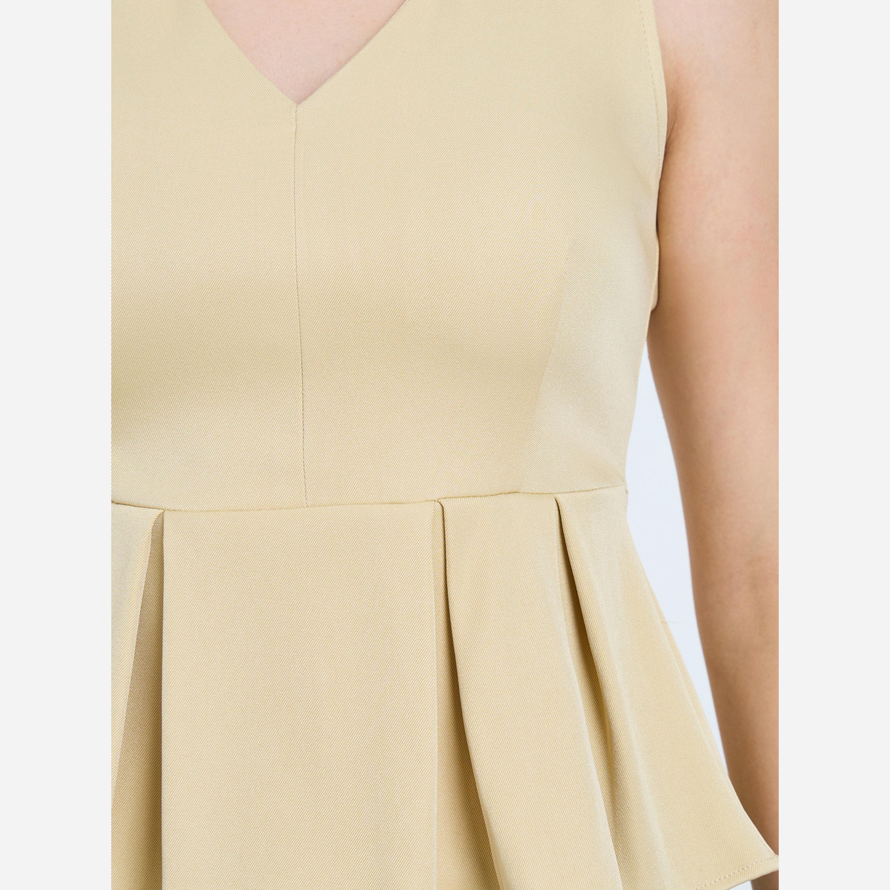 Styli Beige V-Neck Sleeveless Peplum Top-women-clothing-shirtsandblouses-blouses-image-4