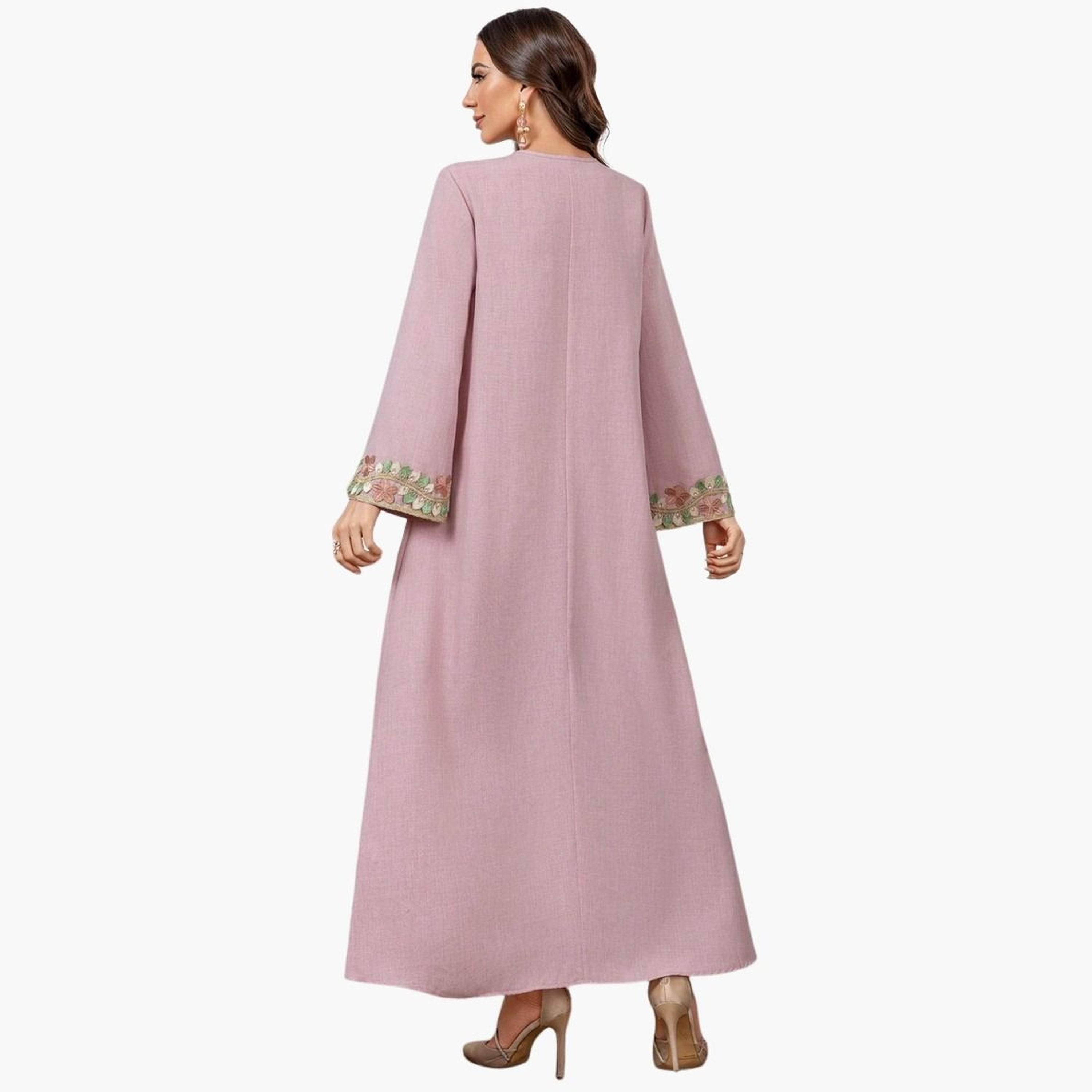 تيك تو - جلابية ماكسي بأكمام طويلة وتفاصيل تطريز-women-arabicclothing-jalabiyas-image-2