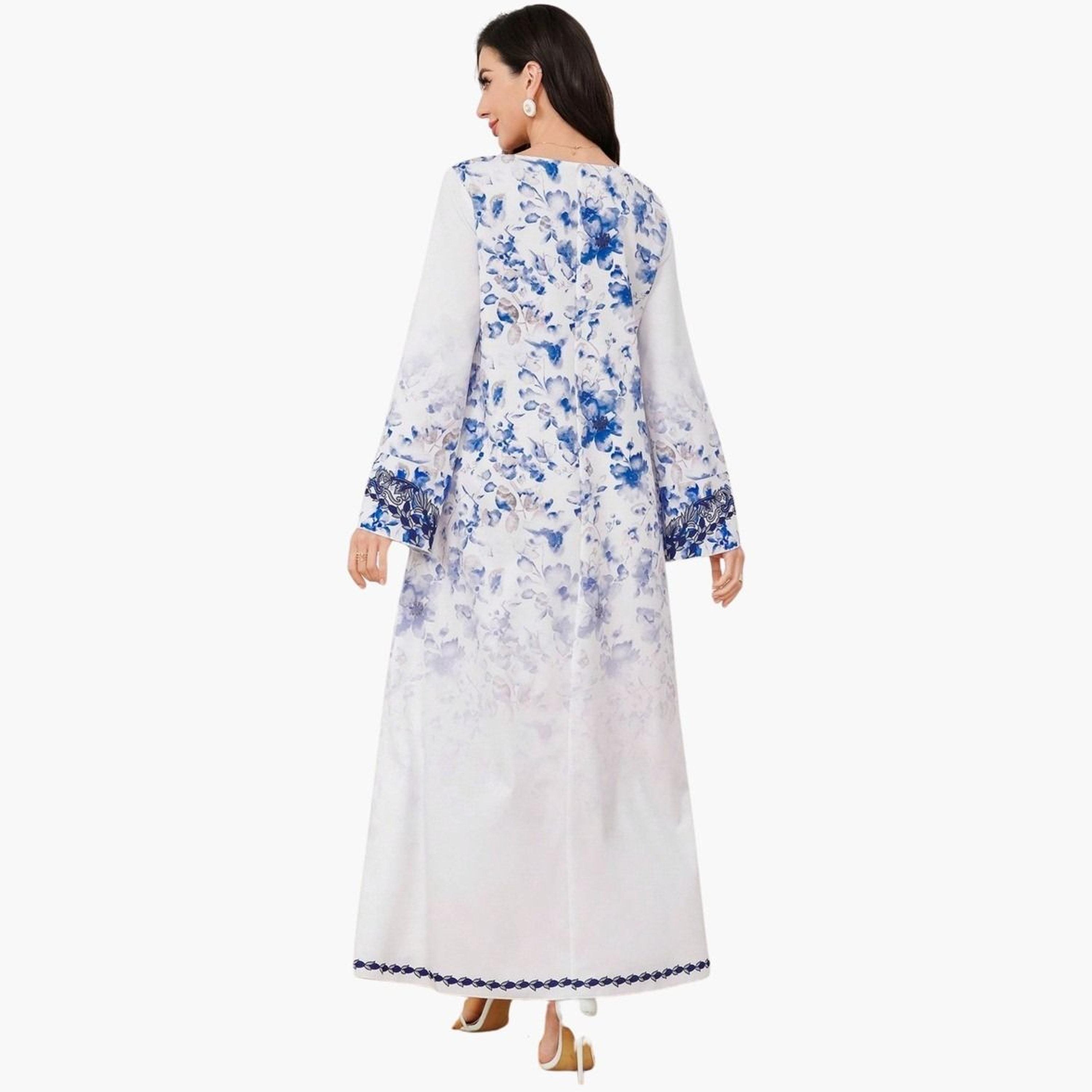 Take Two Floral Print Long Sleeve Maxi Jalabiya-women-arabicclothing-jalabiyas-image-2