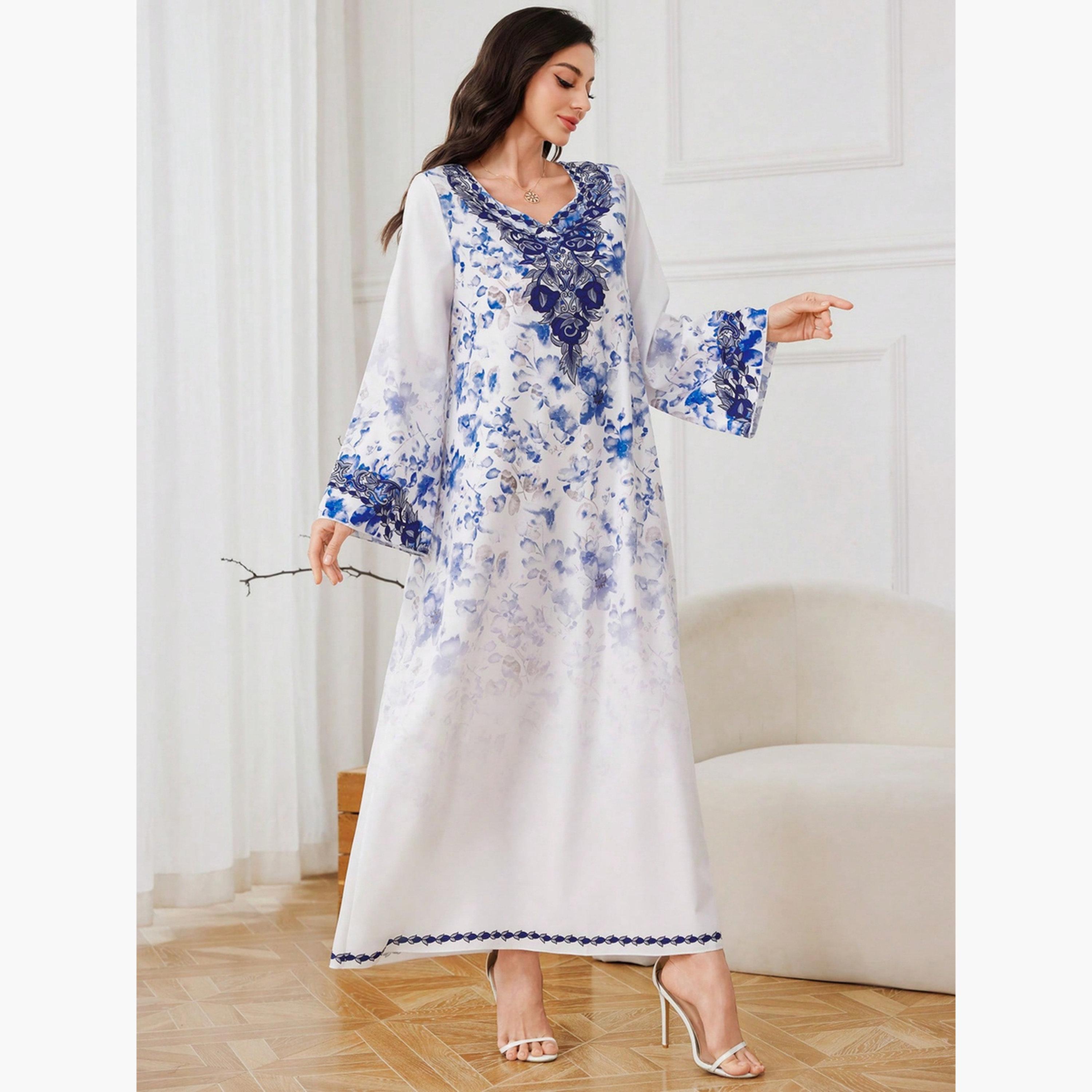 Take Two Floral Print Long Sleeve Maxi Jalabiya-women-arabicclothing-jalabiyas-image-4