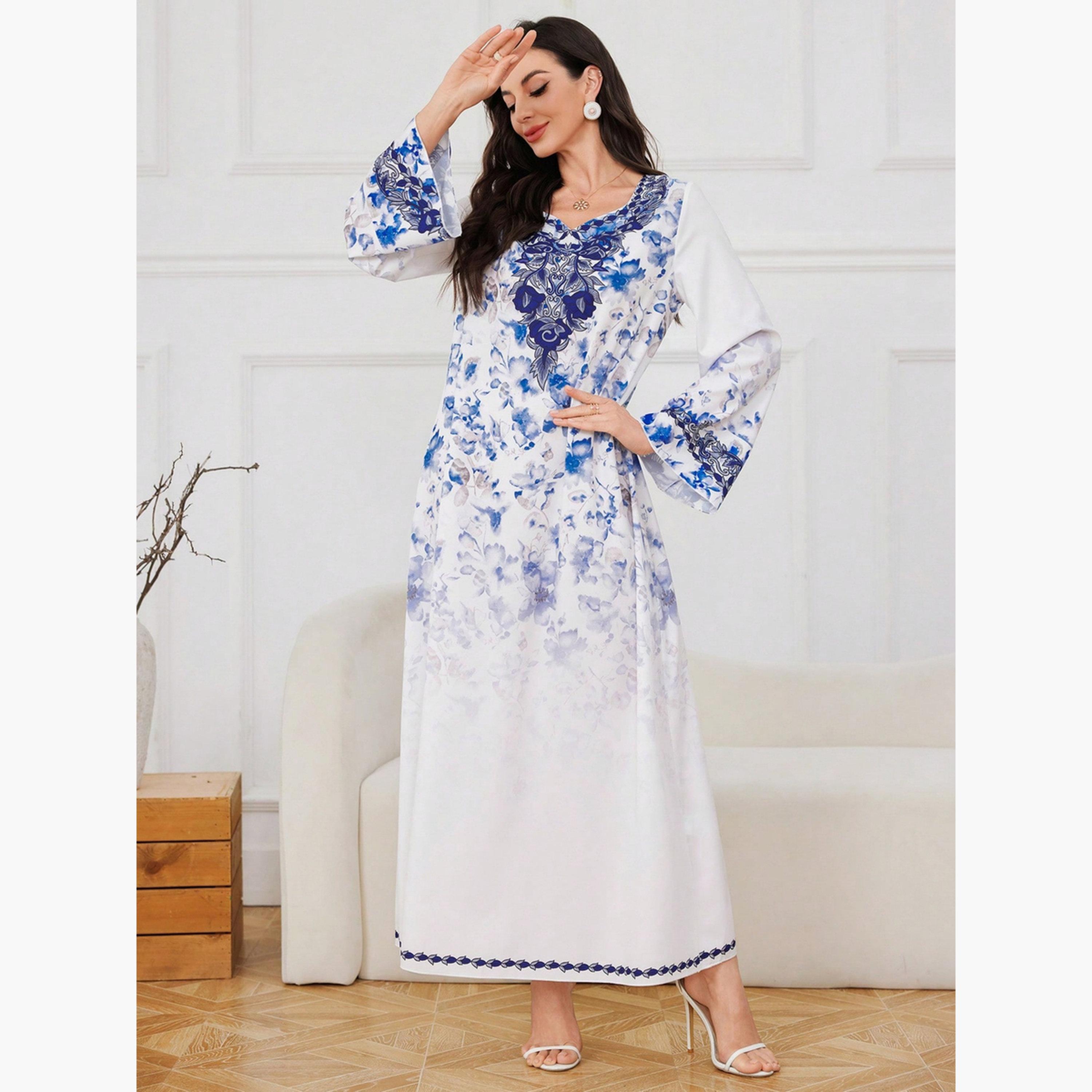 Take Two Floral Print Long Sleeve Maxi Jalabiya-women-arabicclothing-jalabiyas-image-5