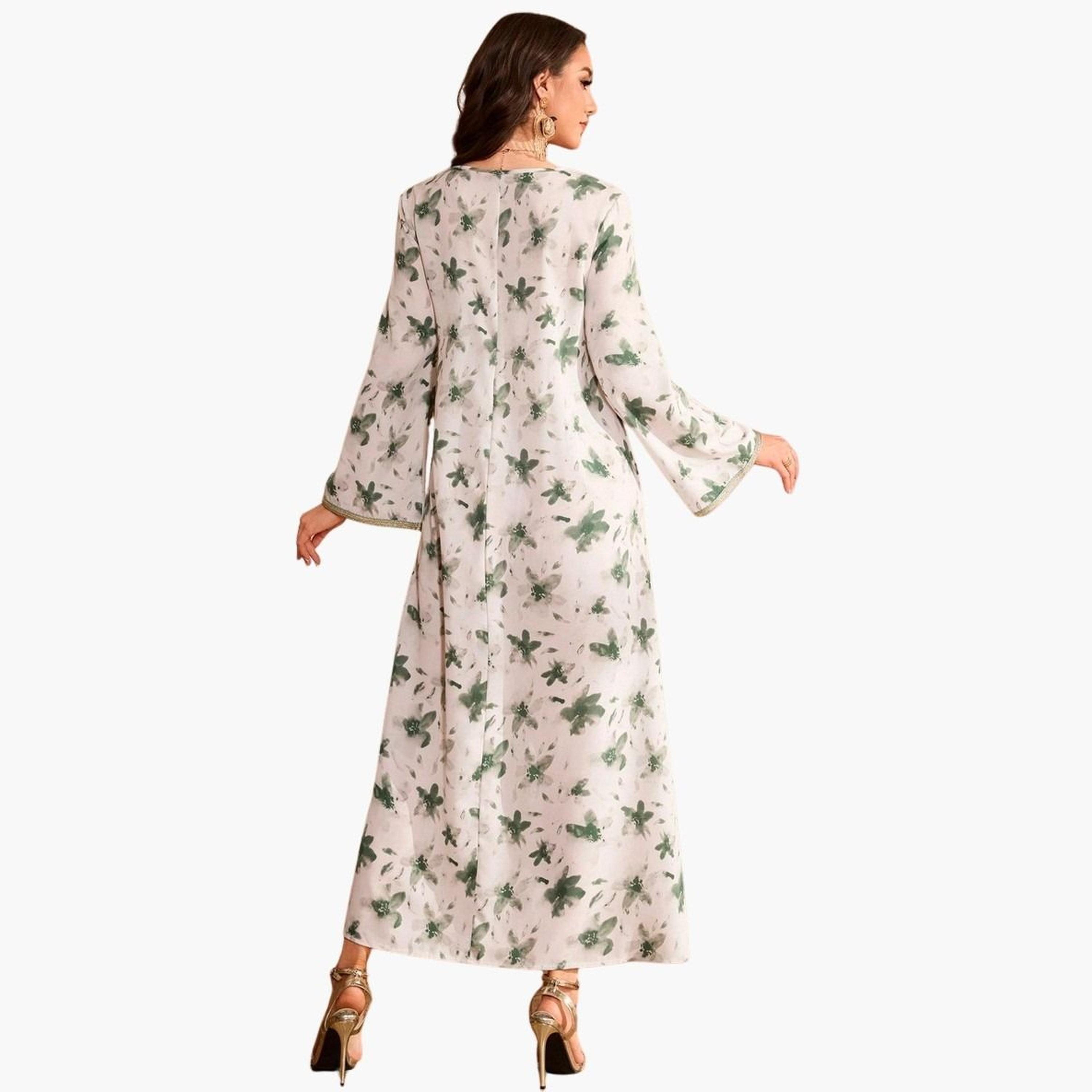 Take Two Floral Print Embroidered A-Line Jalabiya-women-arabicclothing-jalabiyas-image-2