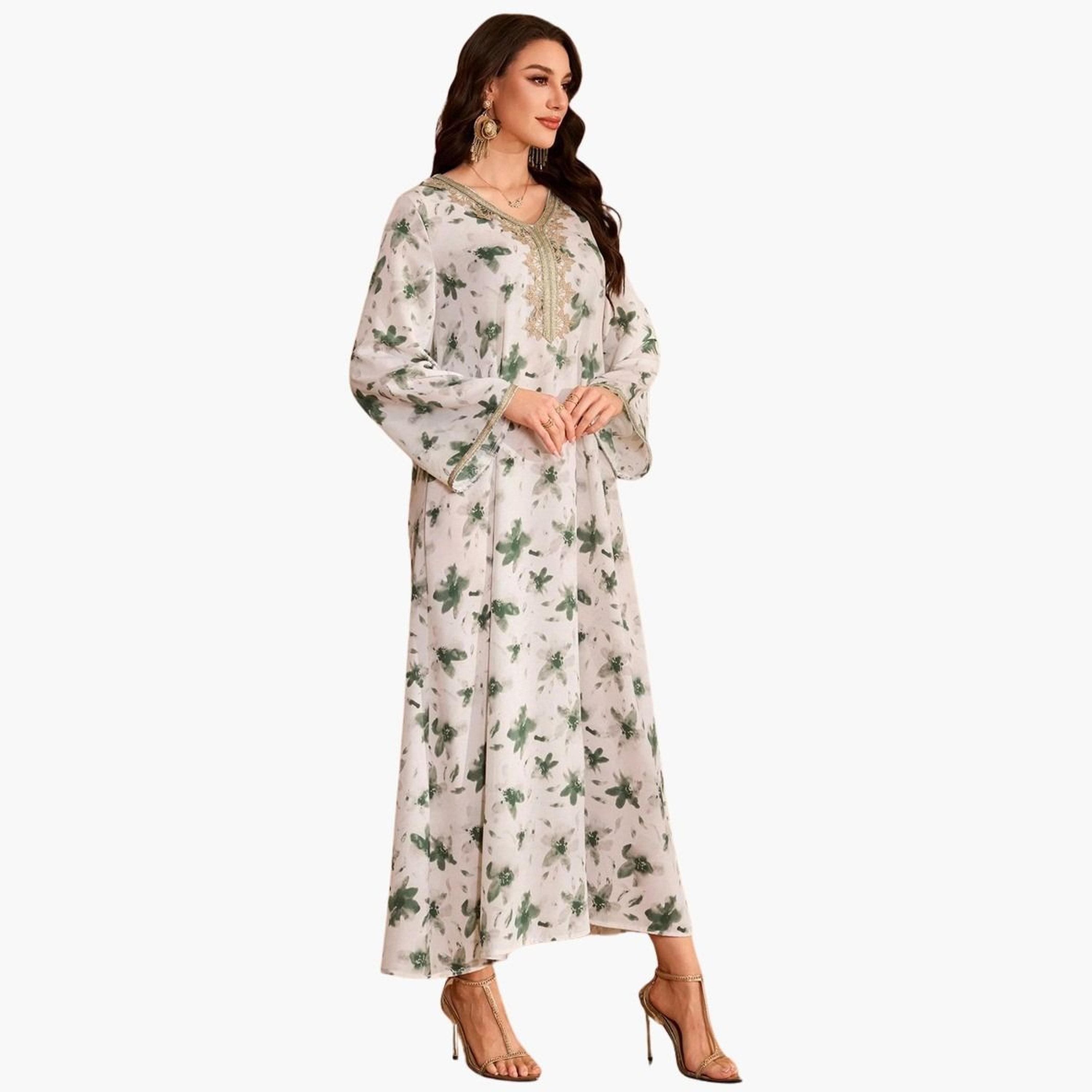 Take Two Floral Print Embroidered A-Line Jalabiya-women-arabicclothing-jalabiyas-image-3
