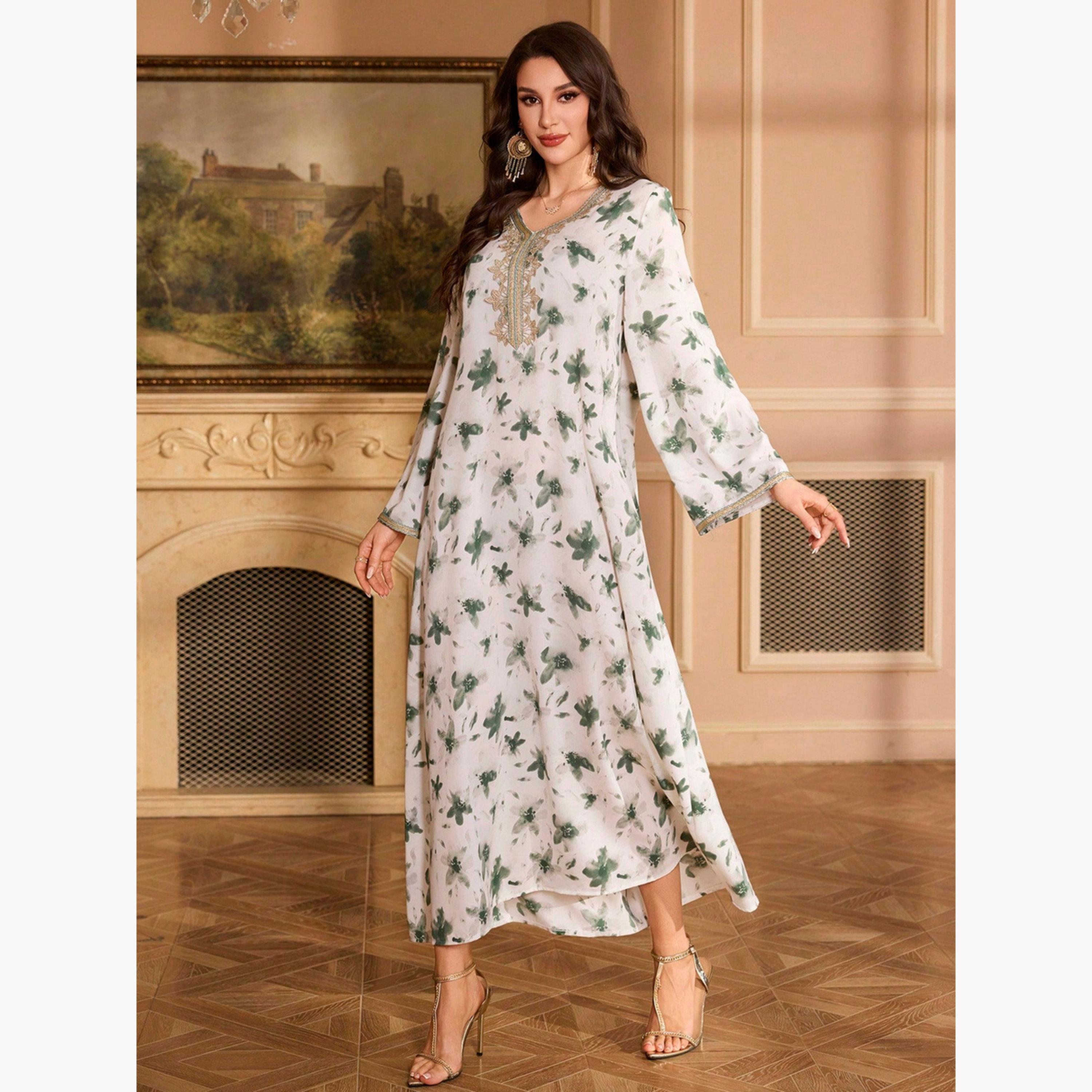Take Two Floral Print Embroidered A-Line Jalabiya-women-arabicclothing-jalabiyas-image-4