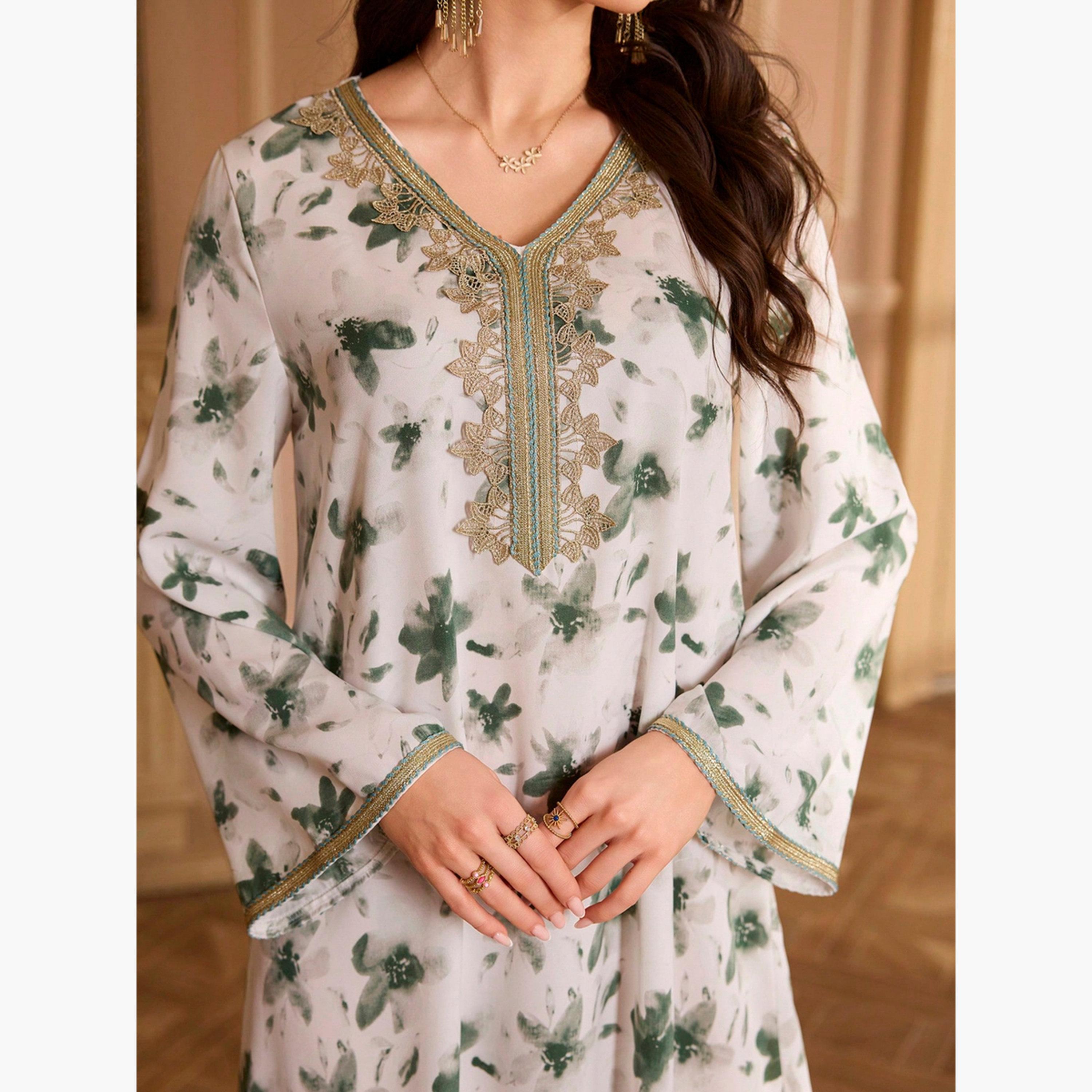 Take Two Floral Print Embroidered A-Line Jalabiya-women-arabicclothing-jalabiyas-image-5