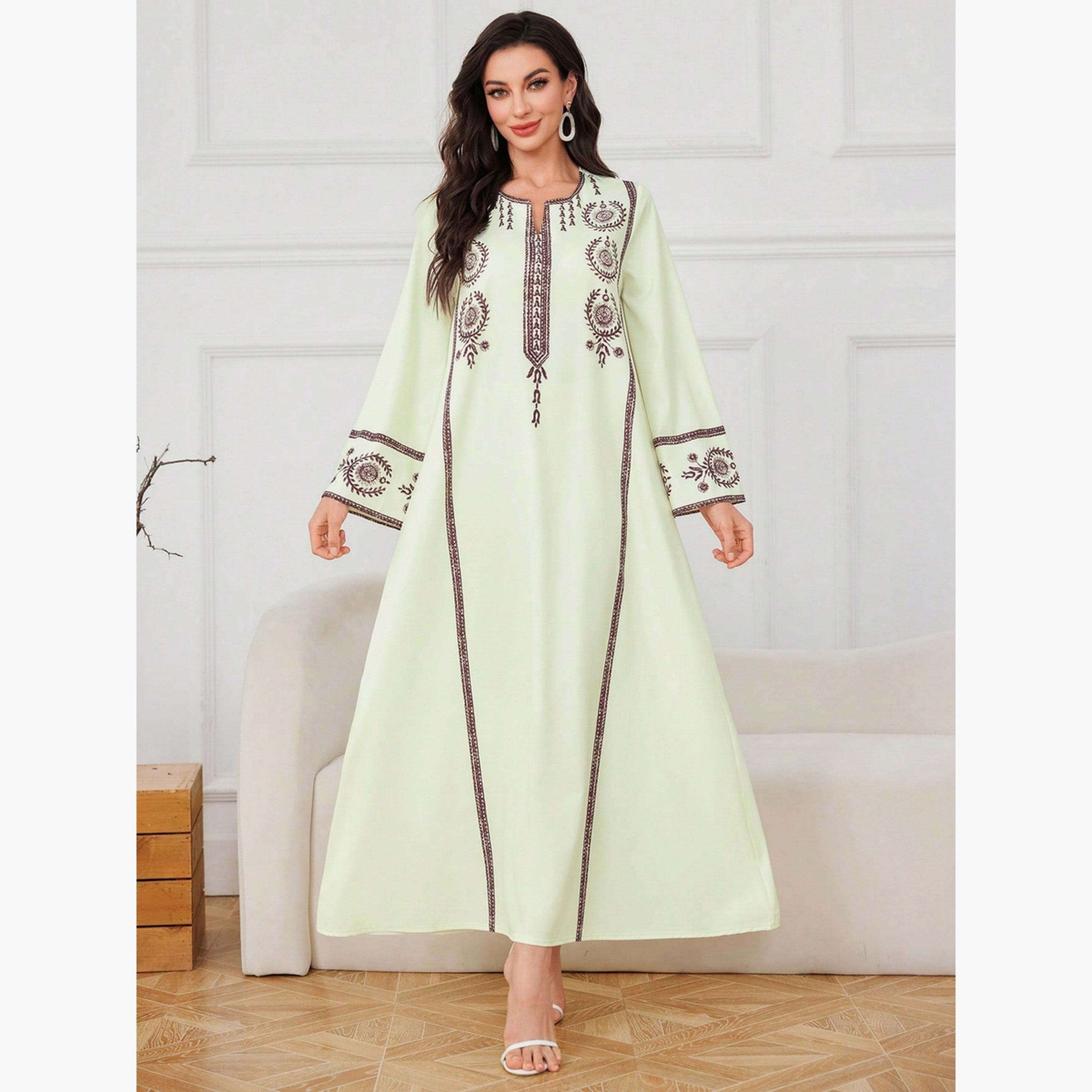 Take Two Embroidered Long Sleeve A-Line Jalabiya-women-arabicclothing-jalabiyas-image-1