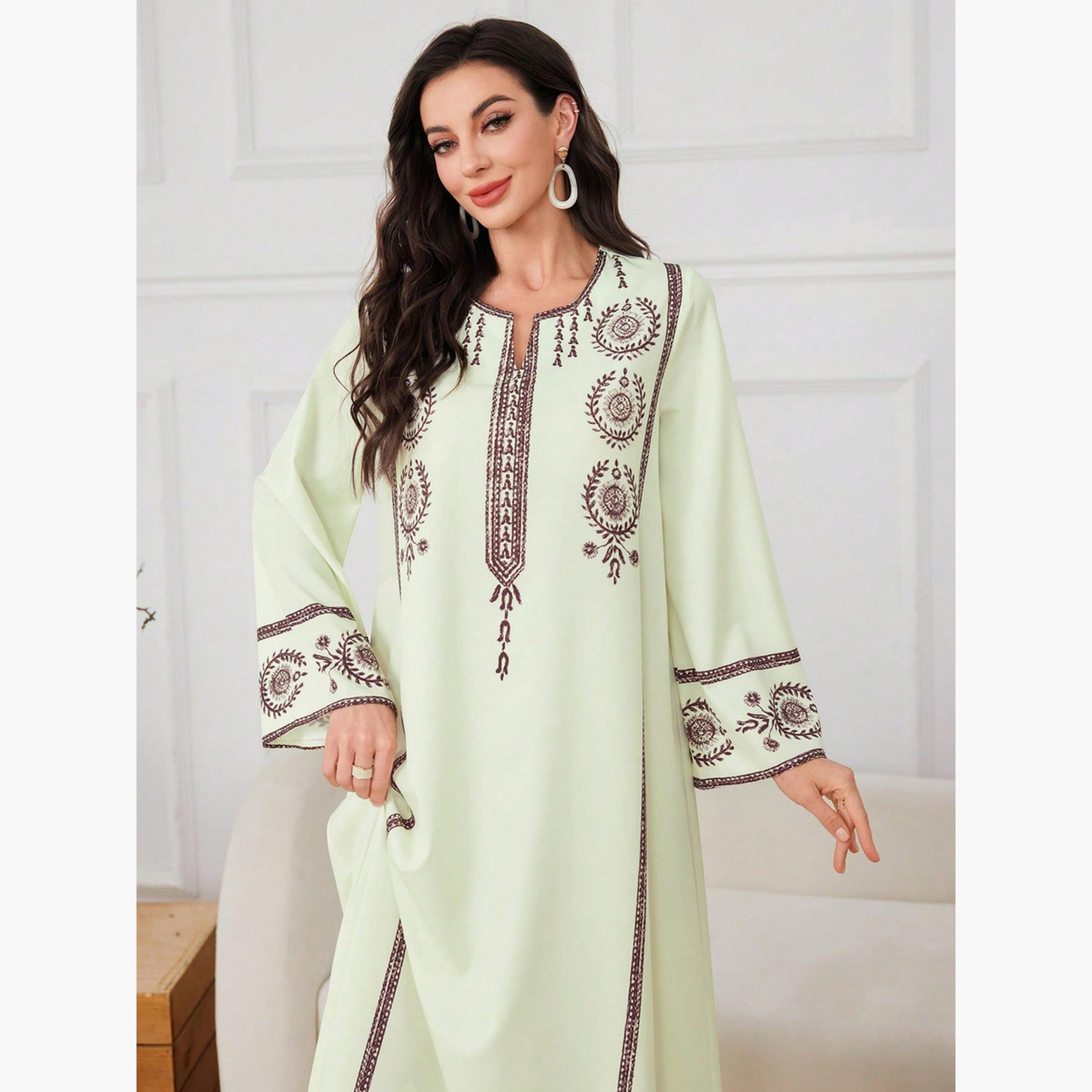 Take Two Embroidered Long Sleeve A-Line Jalabiya-women-arabicclothing-jalabiyas-image-2