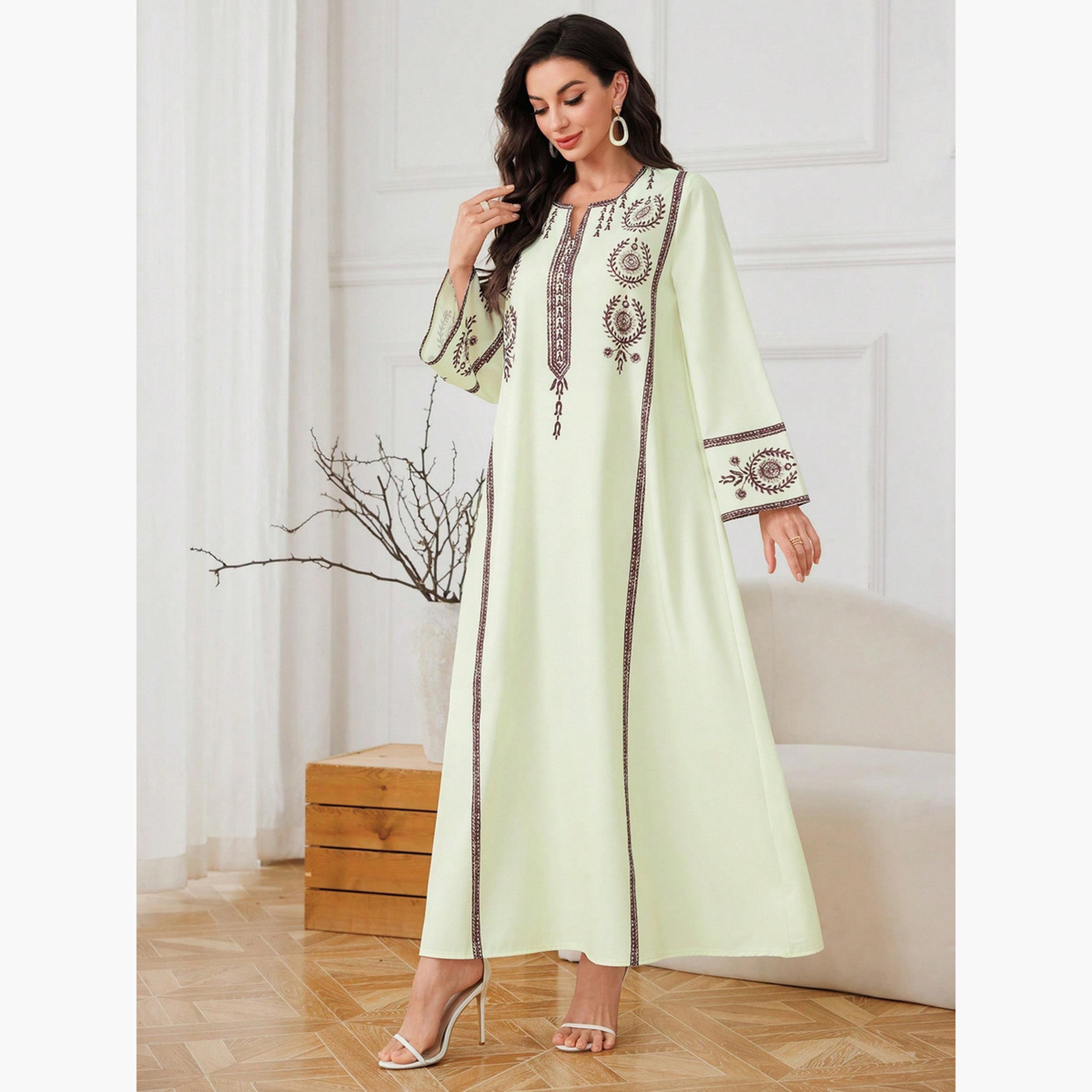 Take Two Embroidered Long Sleeve A-Line Jalabiya-women-arabicclothing-jalabiyas-image-3