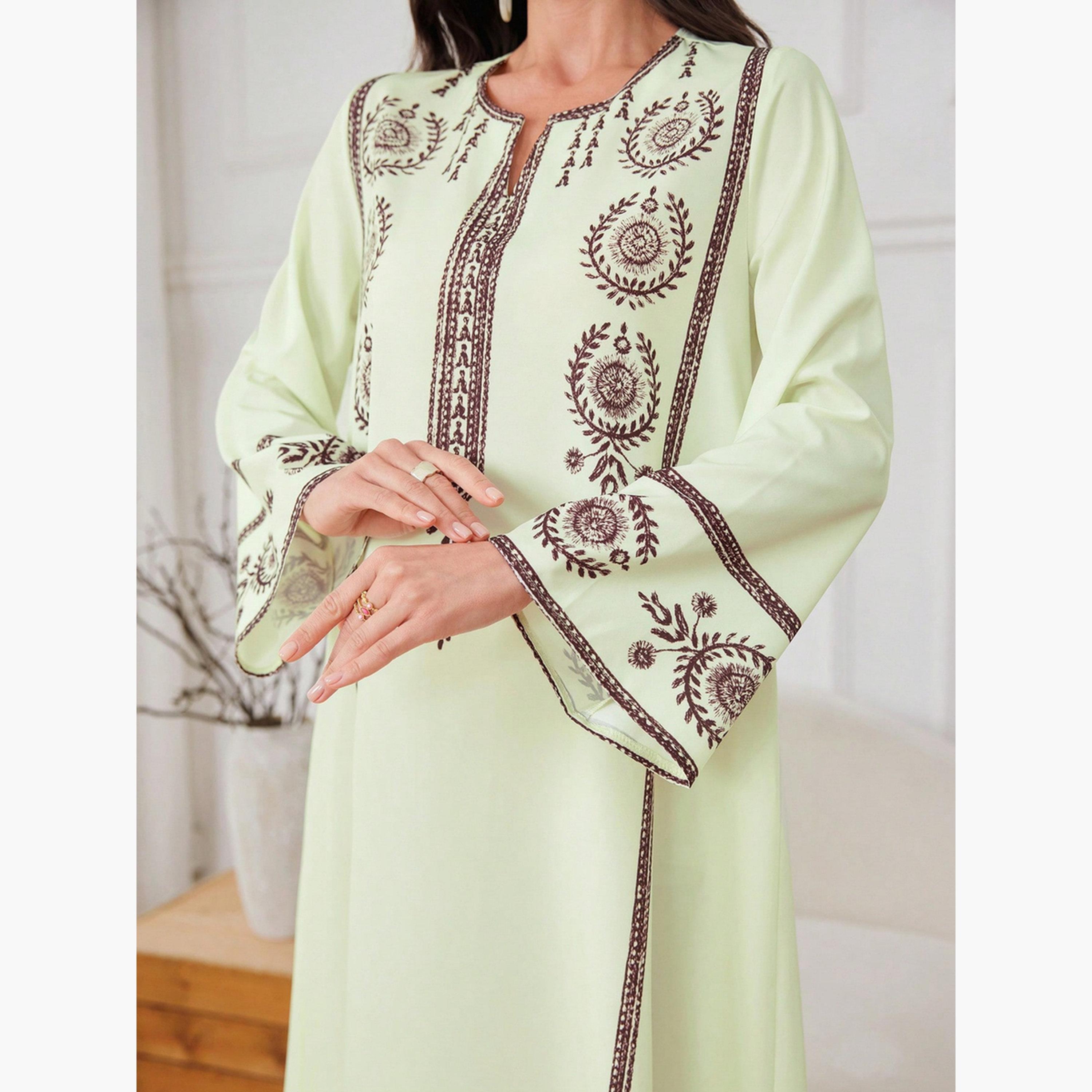 Take Two Embroidered Long Sleeve A-Line Jalabiya-women-arabicclothing-jalabiyas-image-4