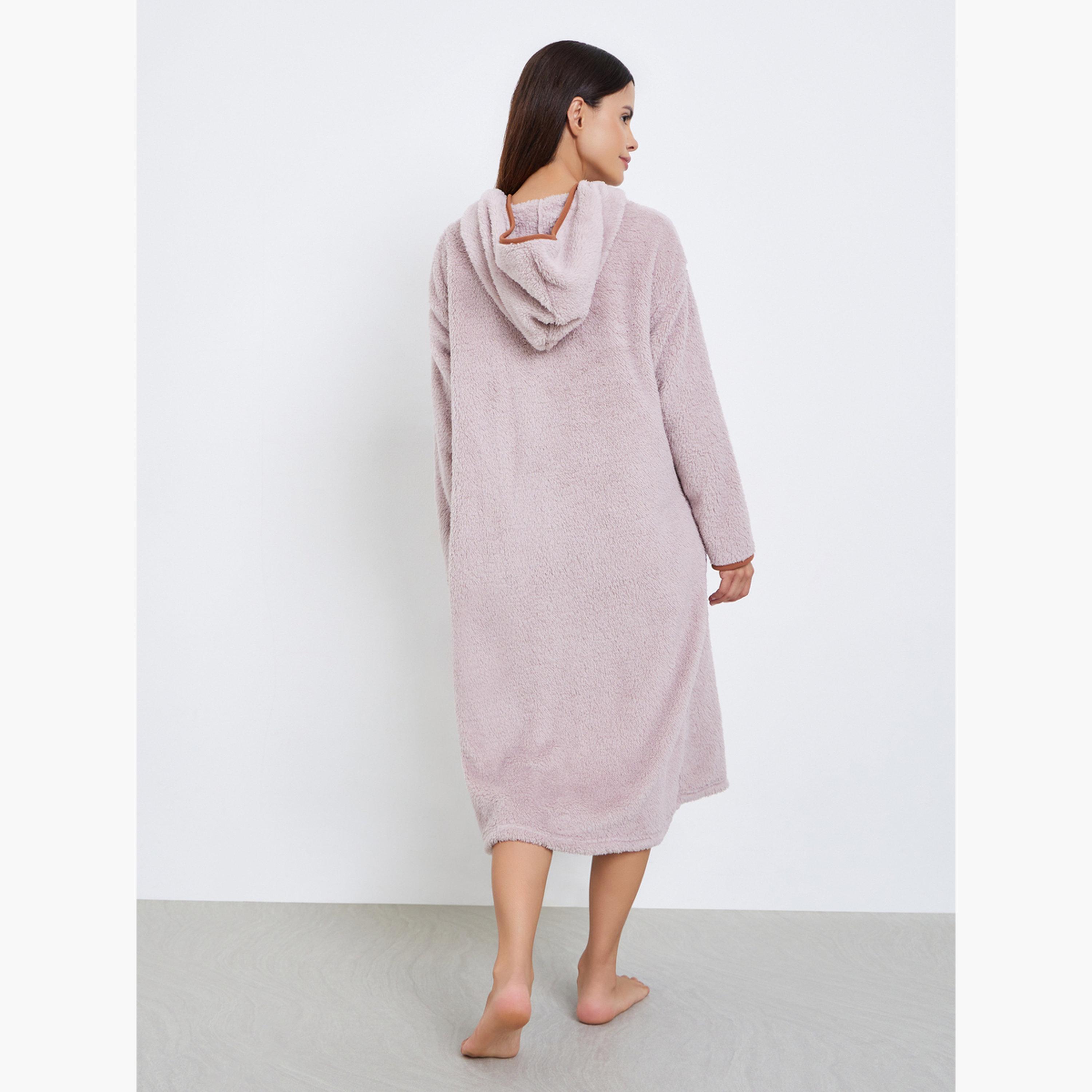ستايلي - روب نوم صوف بقبعه-women-clothing-nightwear-nighties-image-3