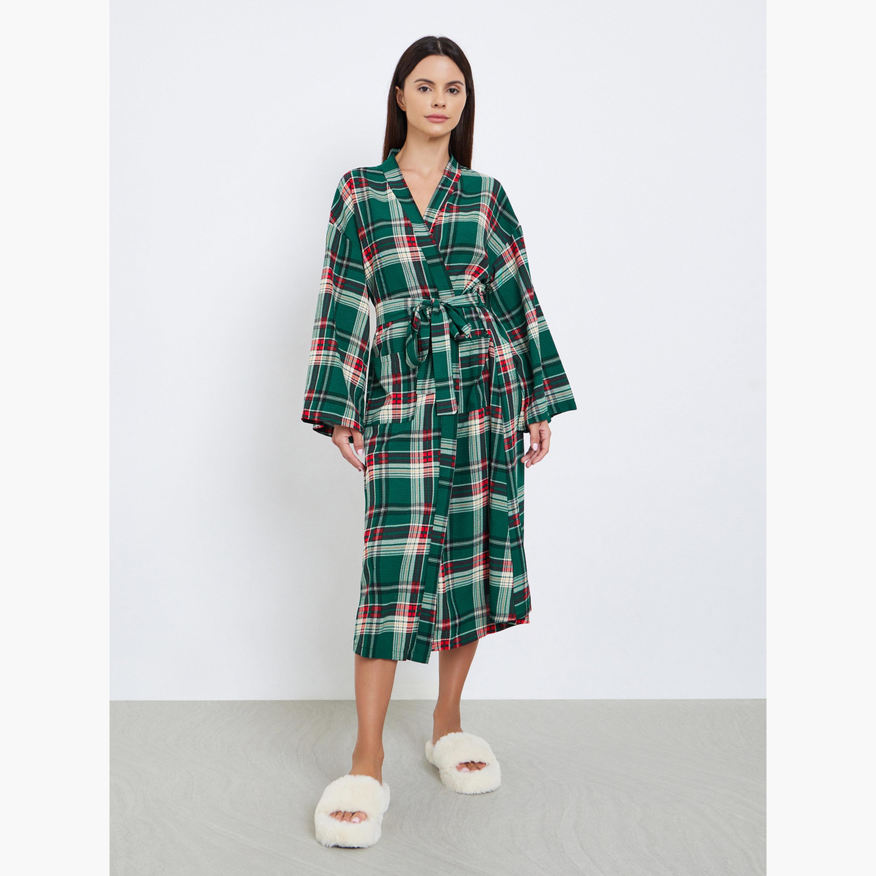 ستايلي - روب منقوش بحزام-women-clothing-nightwear-robes-image-4