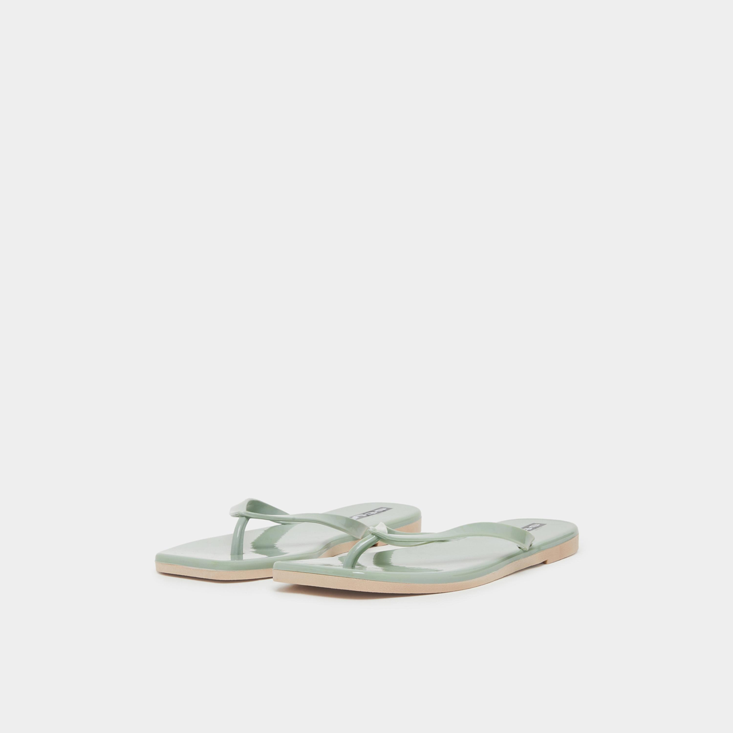Styli Womens Green Plain Flip Flops-women-shoes-flipflopsandslides-image-1