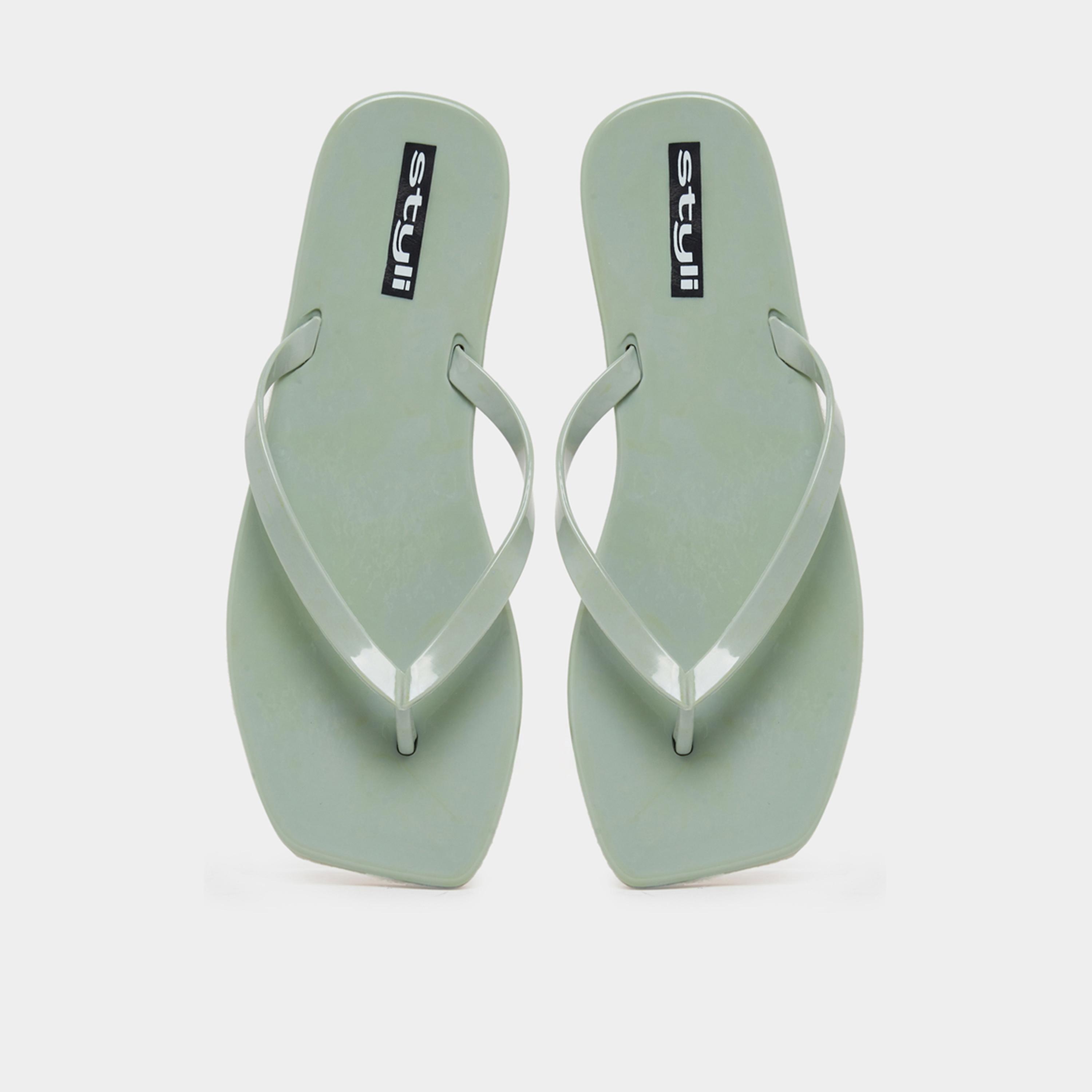 Styli Womens Green Plain Flip Flops-women-shoes-flipflopsandslides-image-4