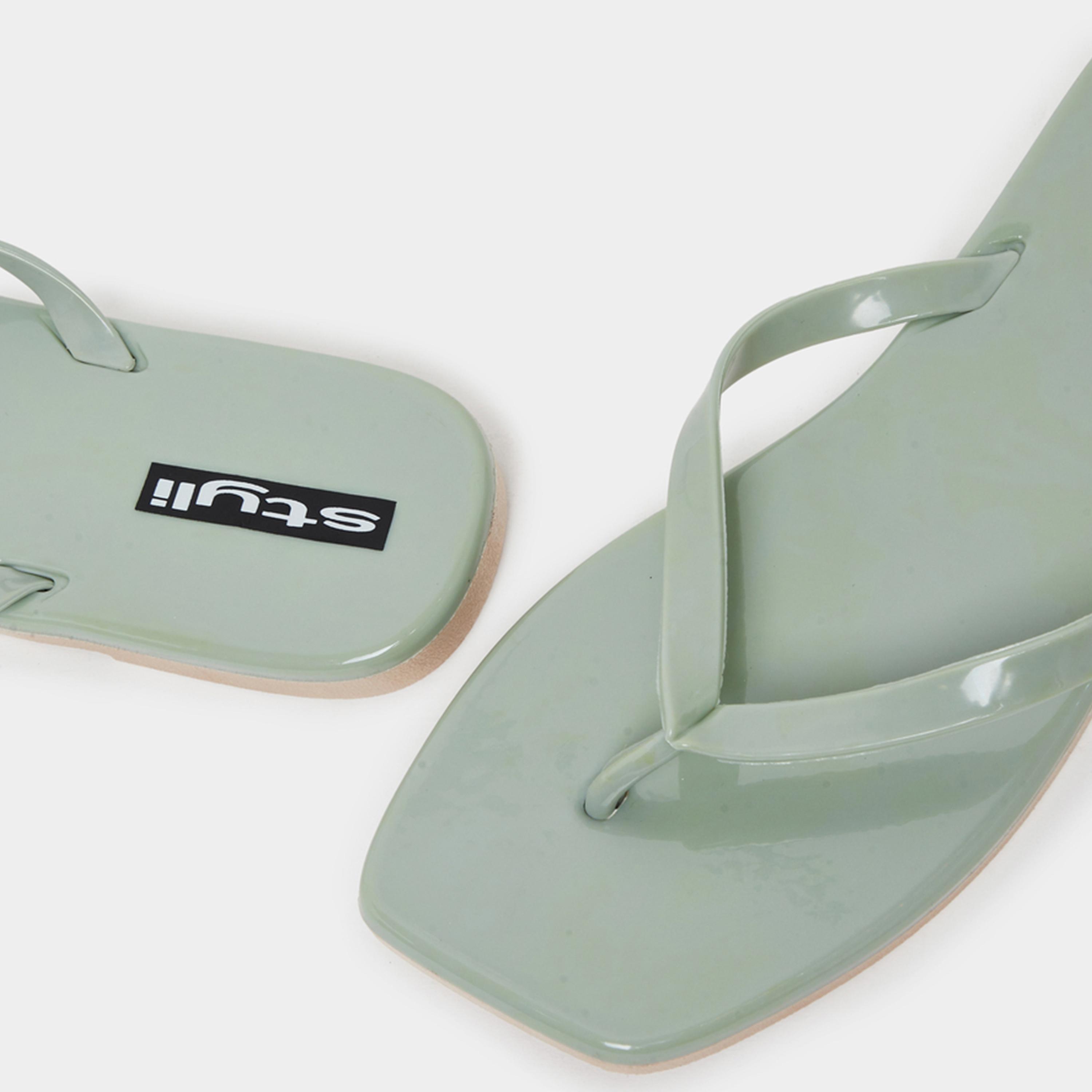 Styli Womens Green Plain Flip Flops-women-shoes-flipflopsandslides-image-5