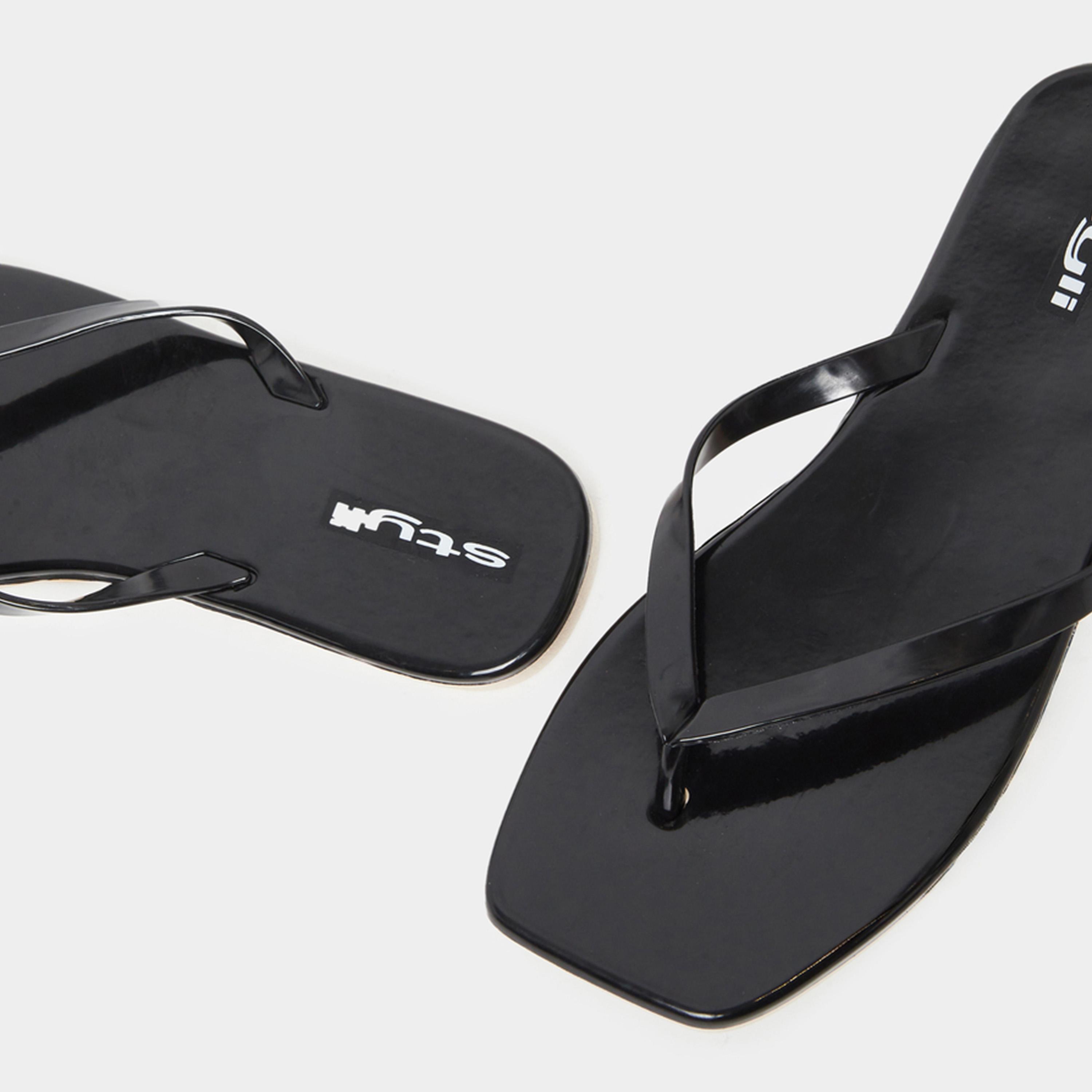 ستايلي - شبشب نسائي أسود سادة-women-shoes-flipflopsandslides-image-4