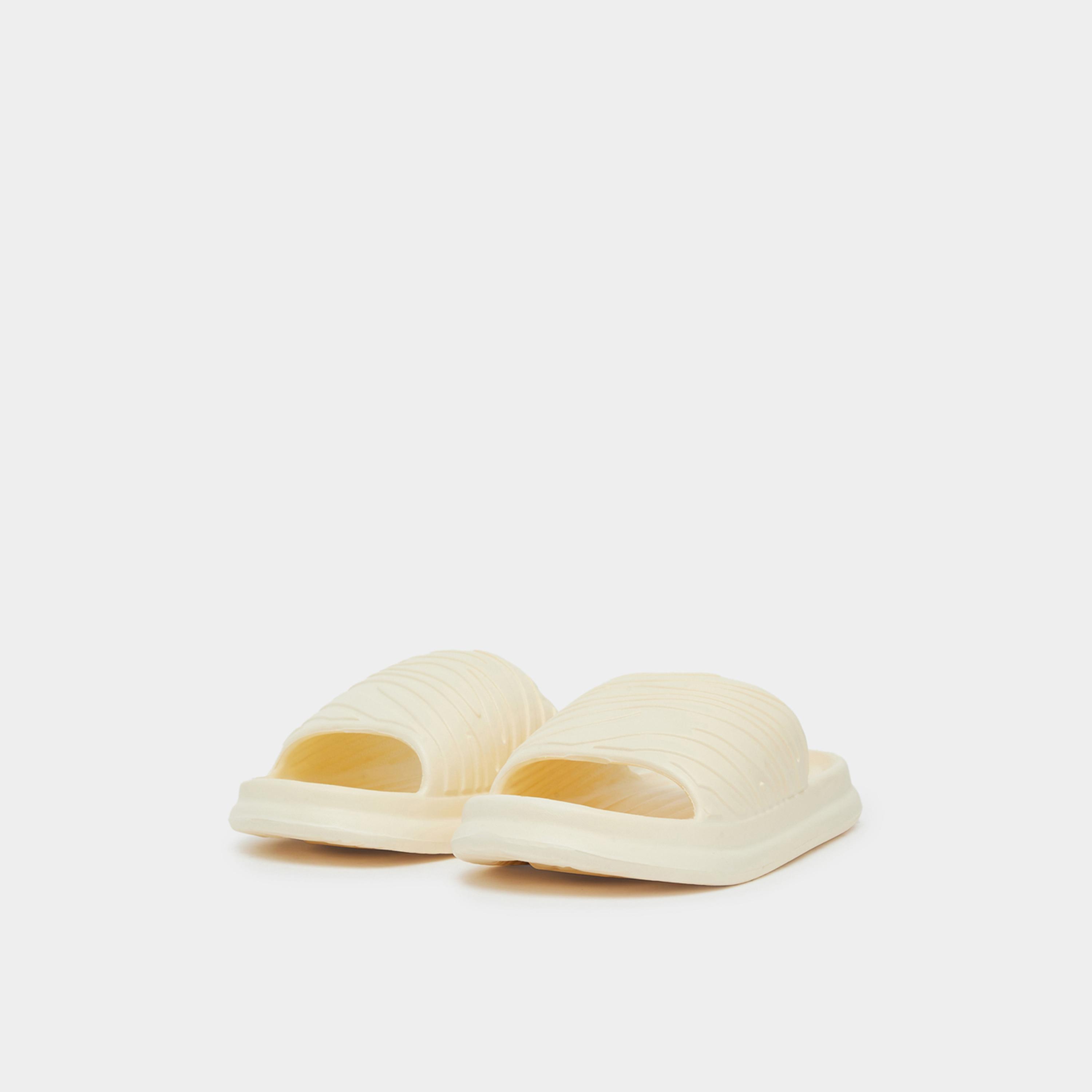 Styli Womens Yellow Textured Slides-women-shoes-flats-slides-image-1