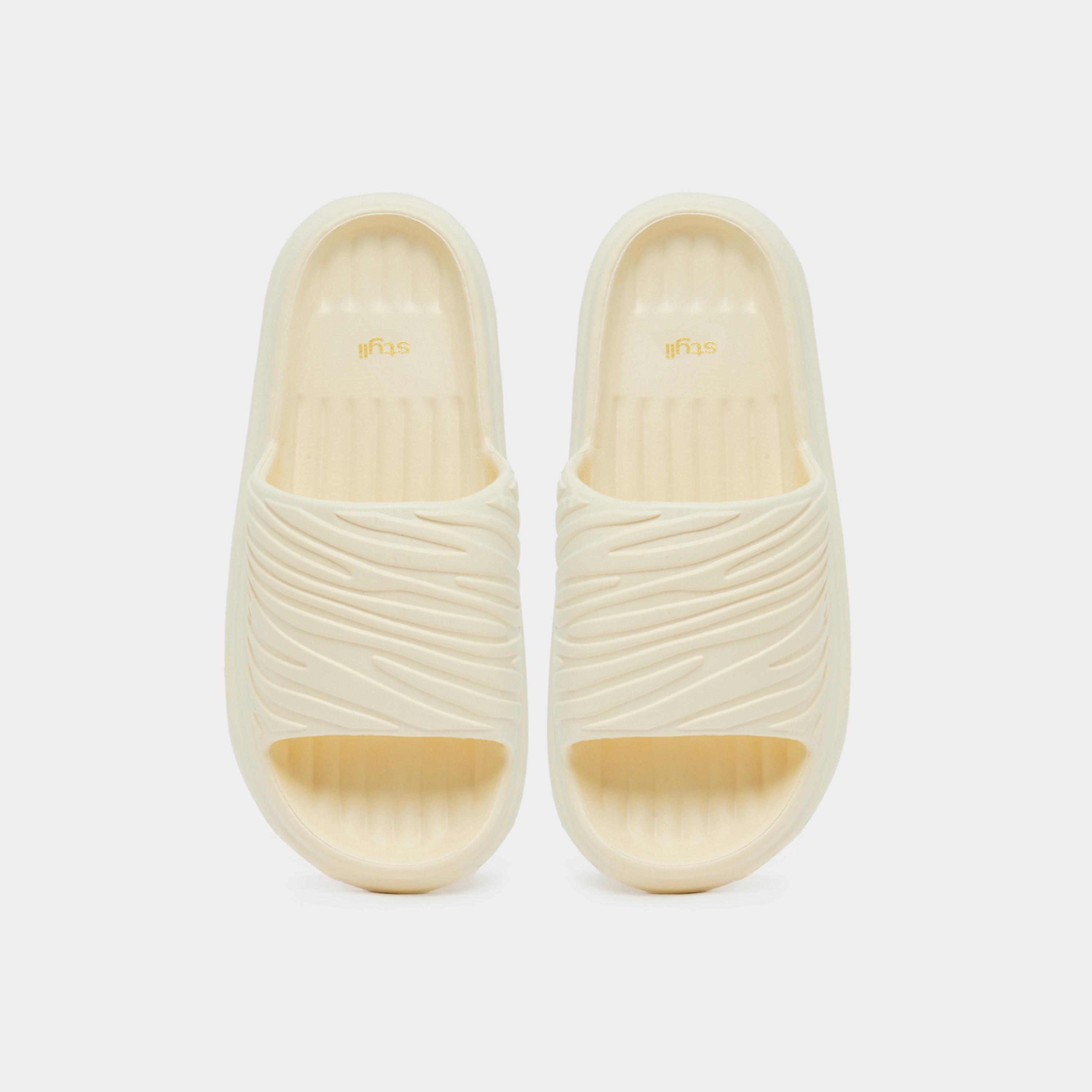 Styli Womens Yellow Textured Slides-women-shoes-flats-slides-image-3