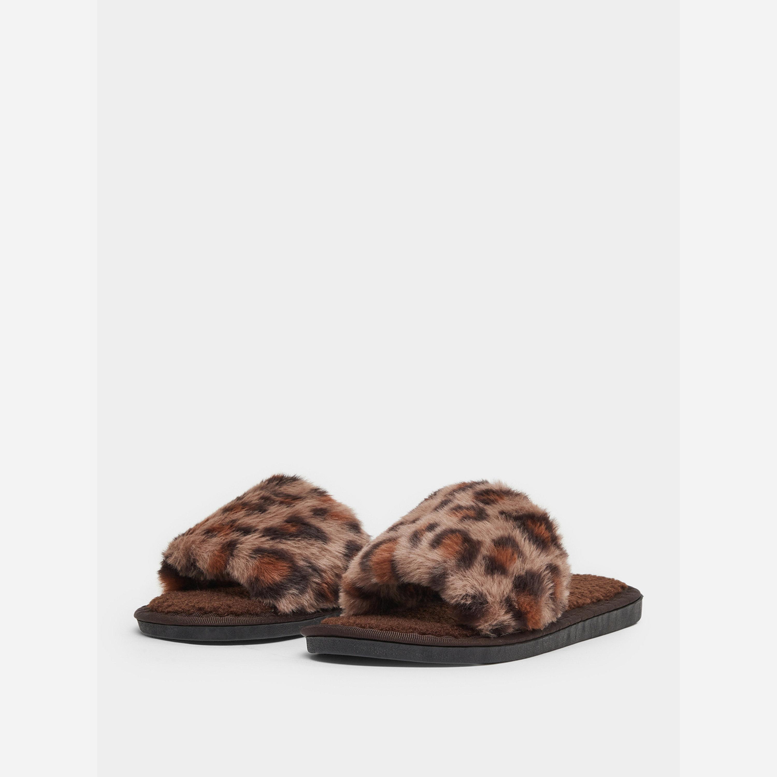 ستايلي - شبشب منزلية فرو طبعة جلد النمر-women-shoes-bedroomslippers-image-1